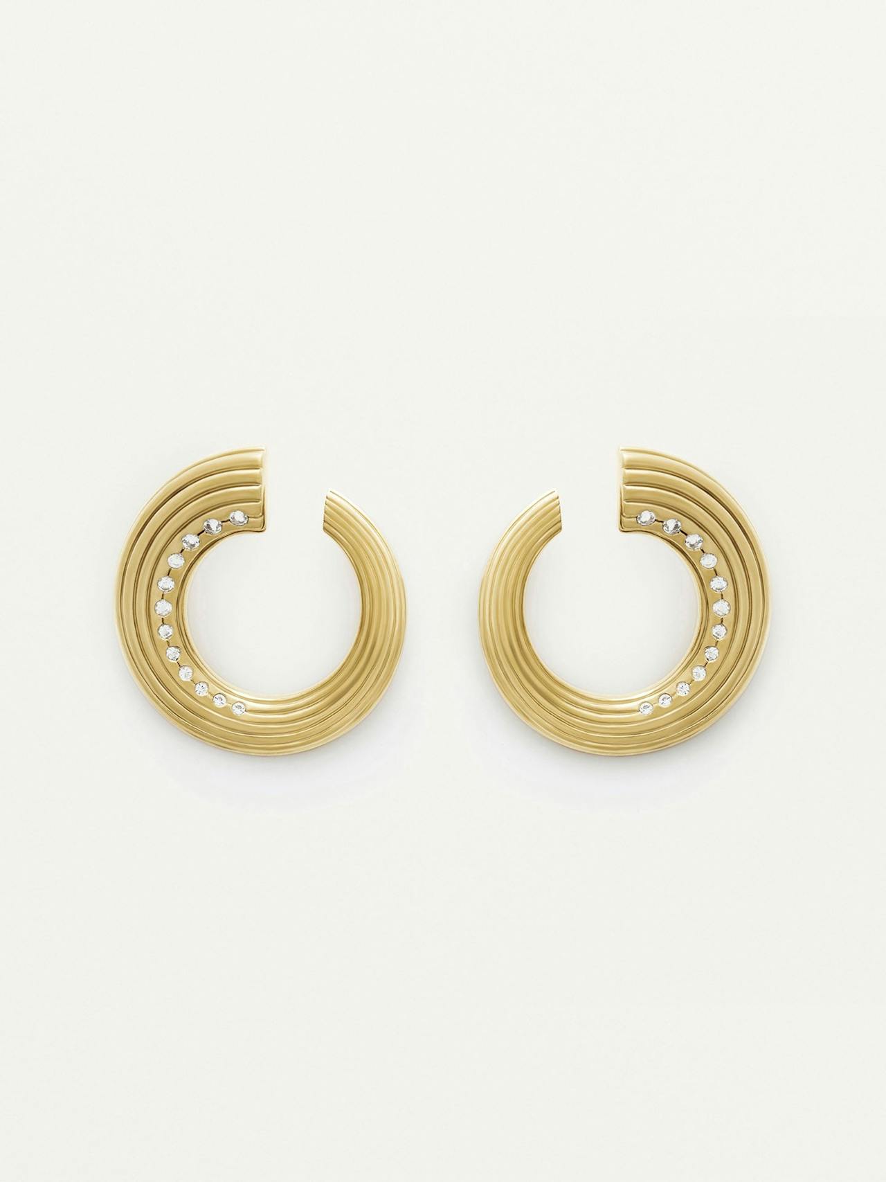 18kt gold vermeil and white topaz hoop earings