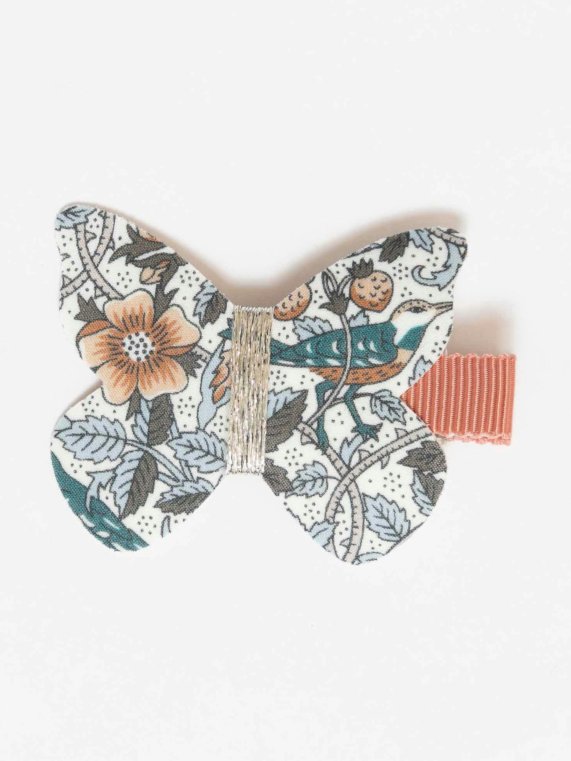 Liberty Strawberry print butterfly hairclip
