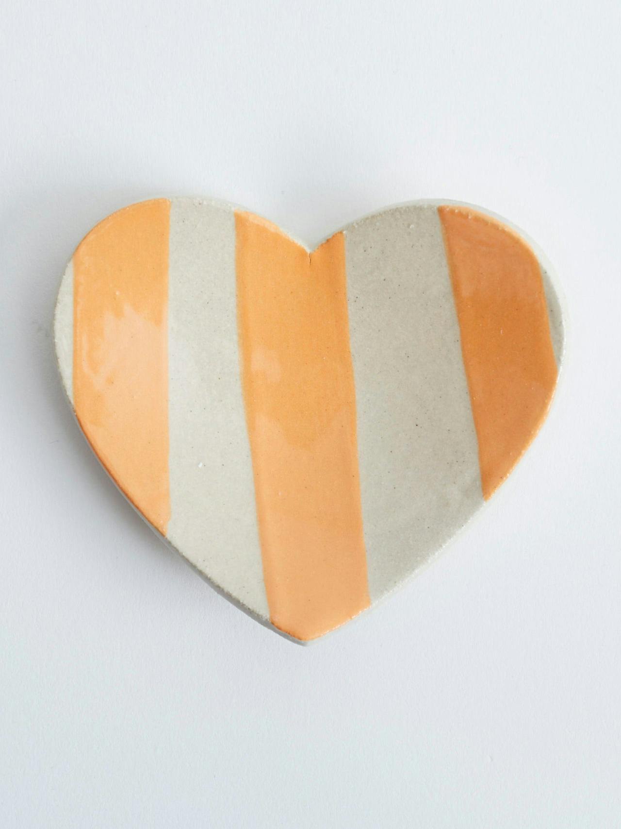 Orange stripe heart trinket dish