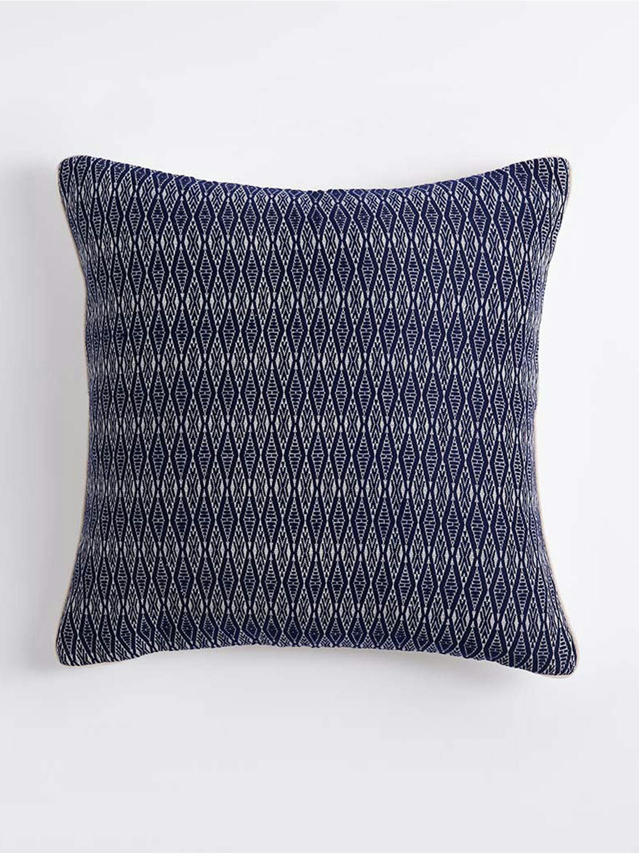 Katha geometric blue throw cushion