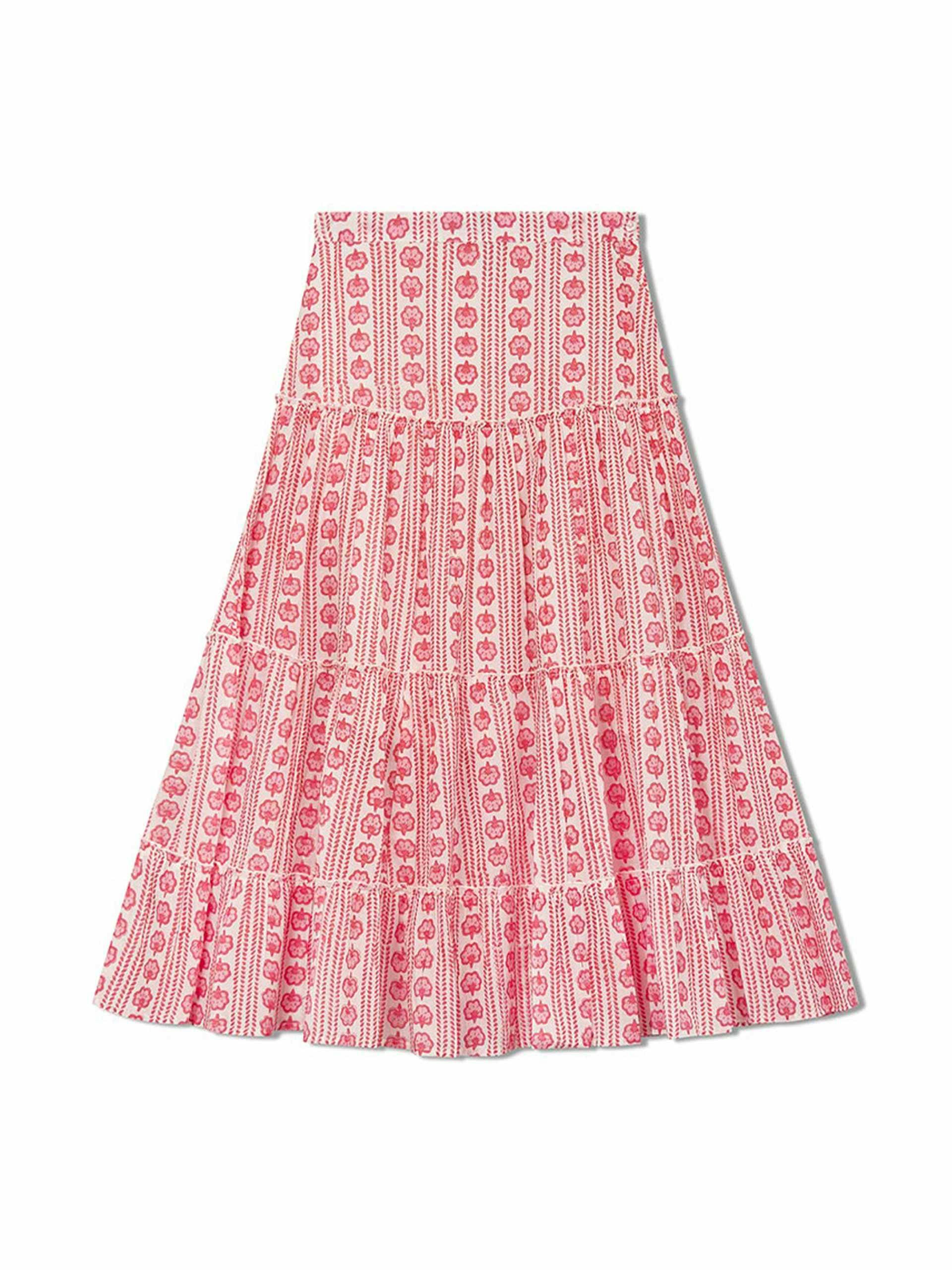 Pink printed cotton skirt