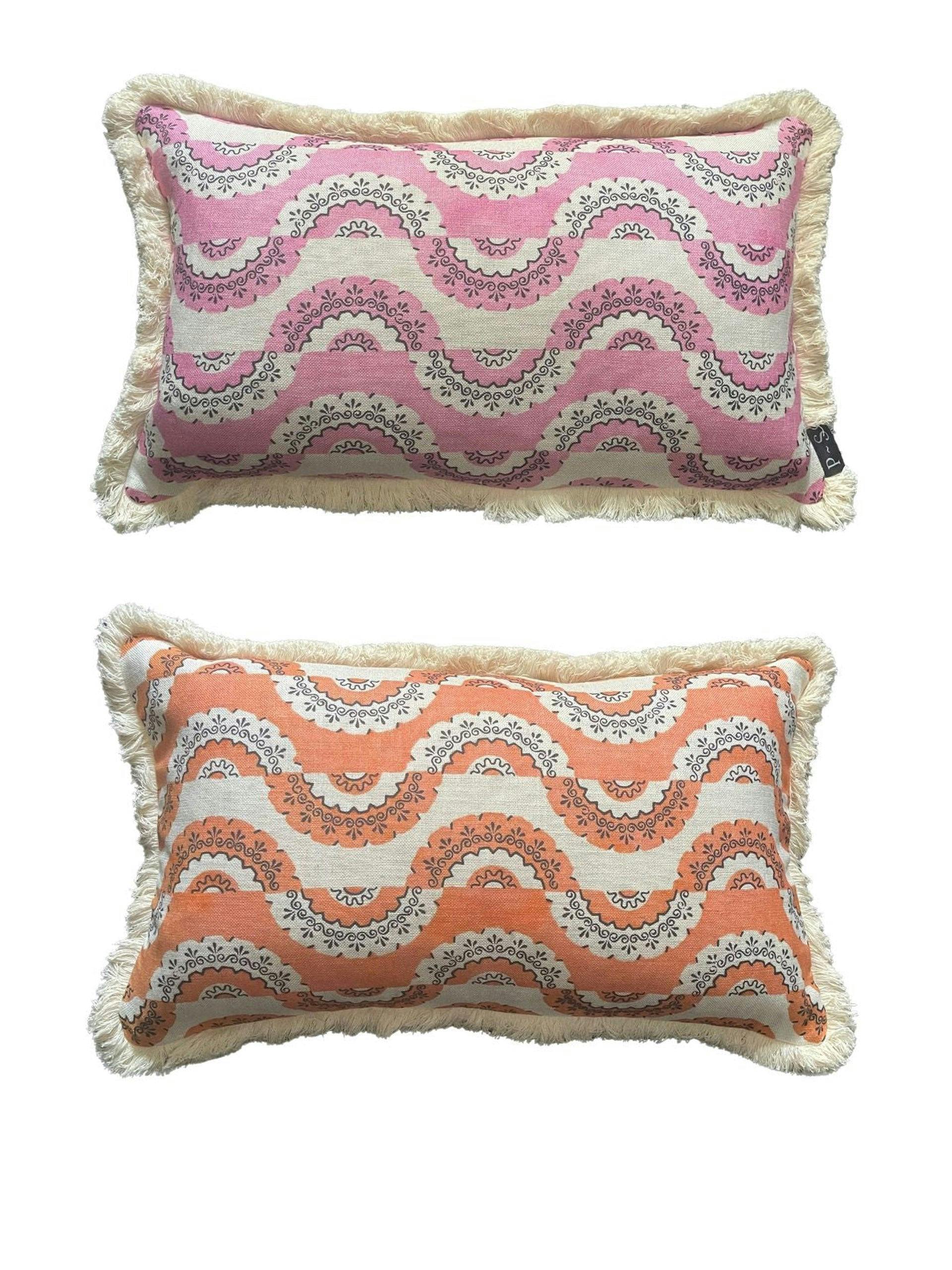 Pink and orange double-sided Lola cushion
