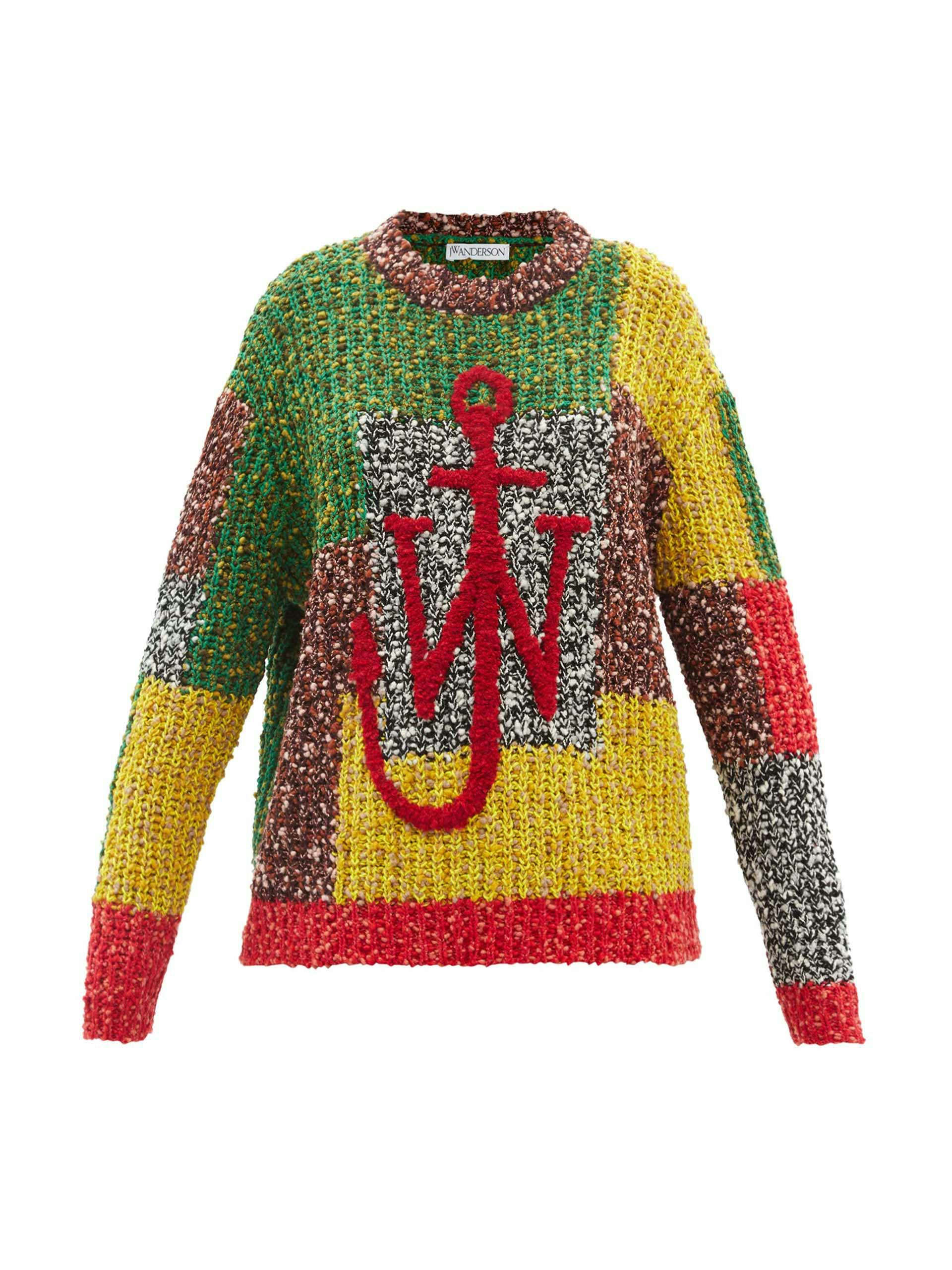 Anchor-logo patchwork sweater
