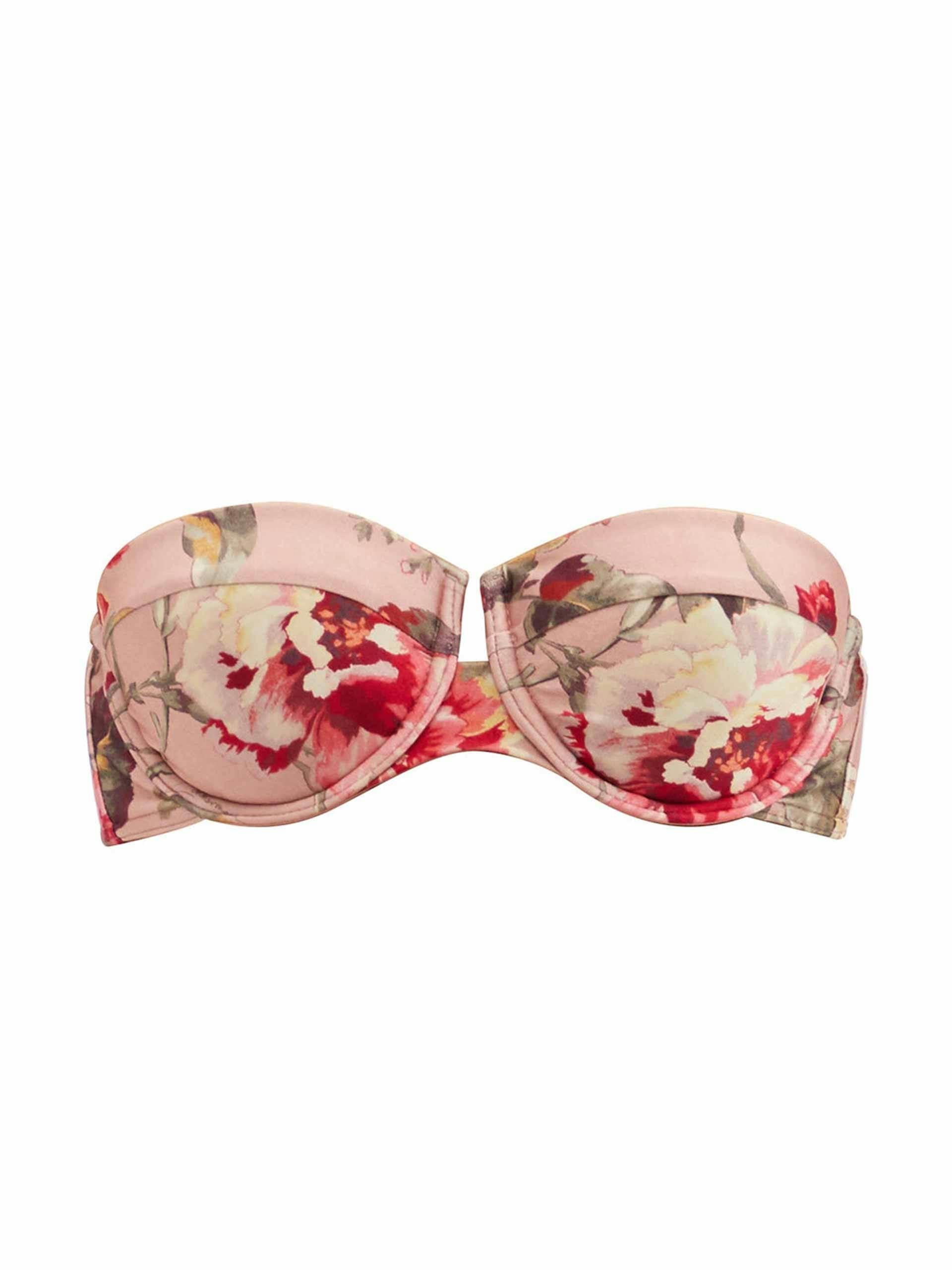 Underwired floral-print bandeau bikini top