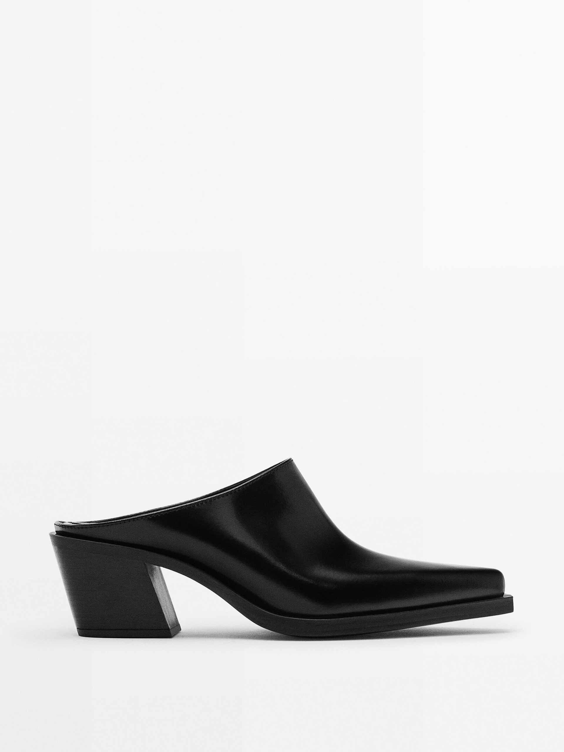 Leather high-heel mules