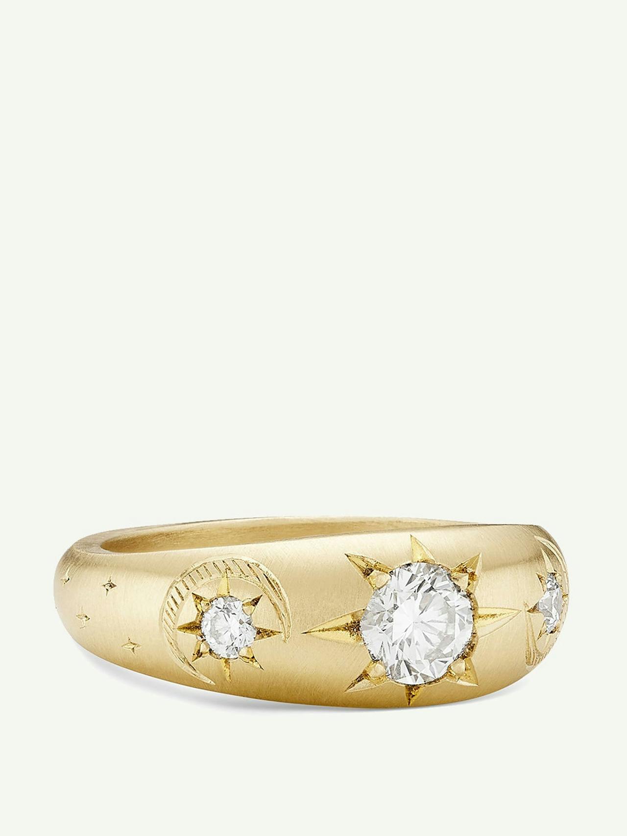 18kt gold and diamond Crescent Moon ring