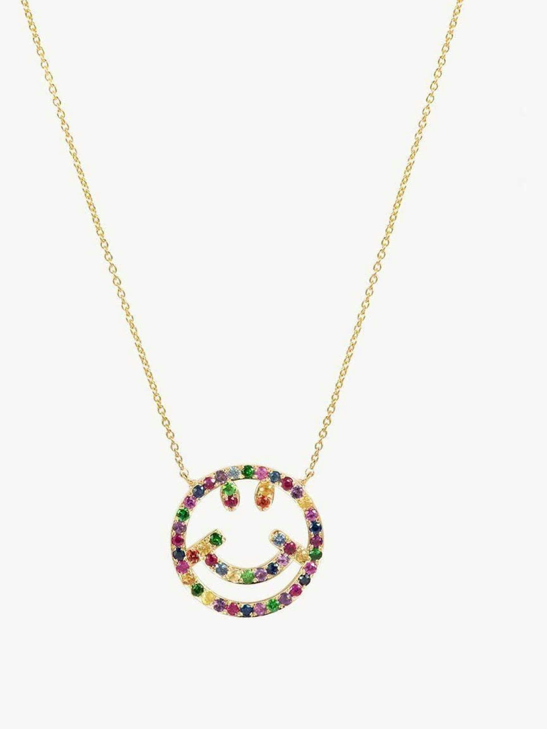Rainbow sapphire 'Have A Nice Day' necklace