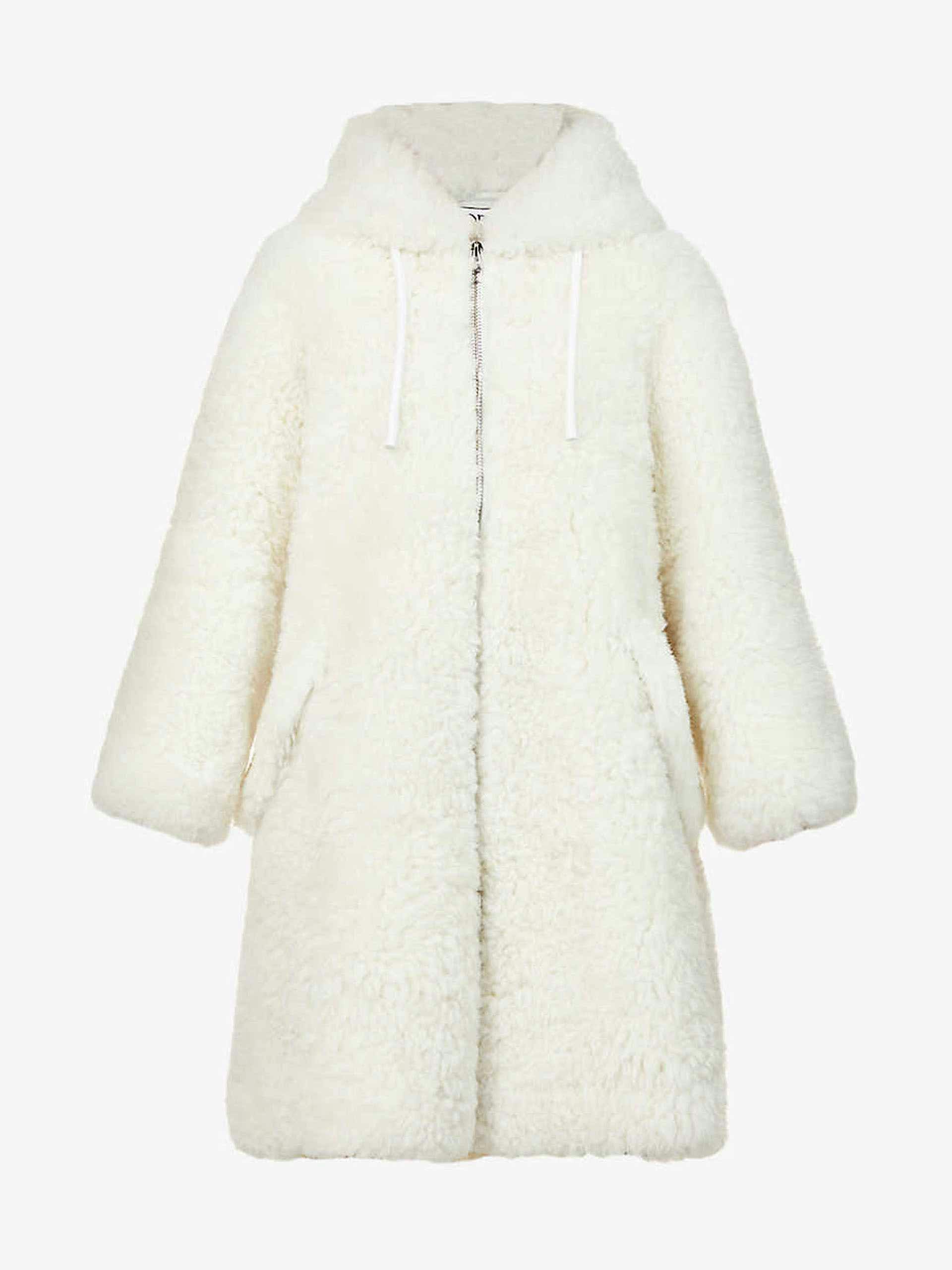 Hooded shearling coat