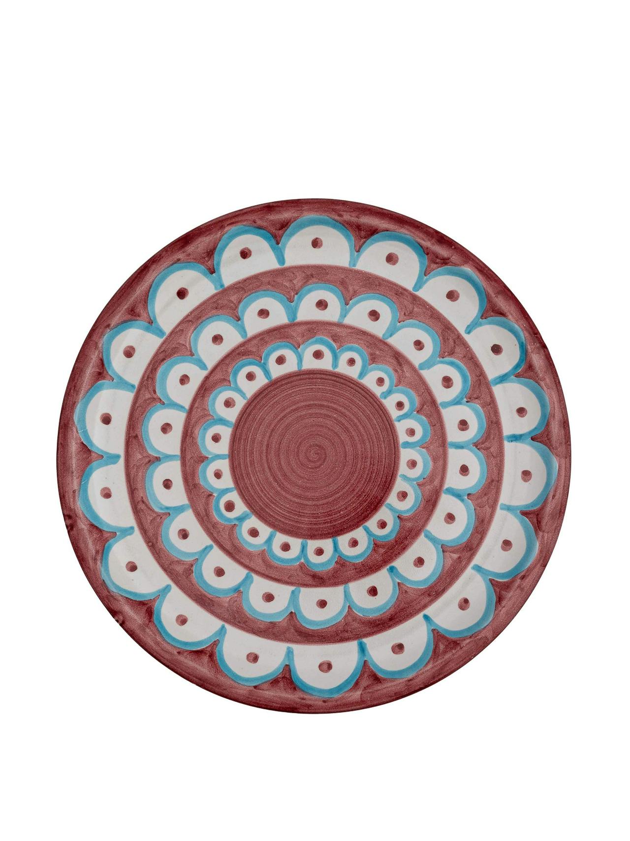 Red round scallop platter