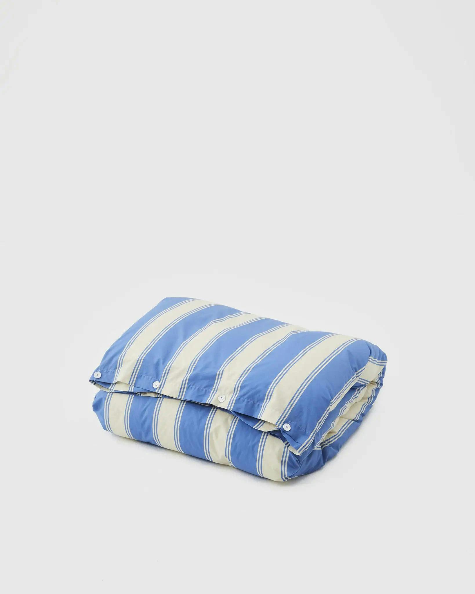 Blue and white striped duvet cover