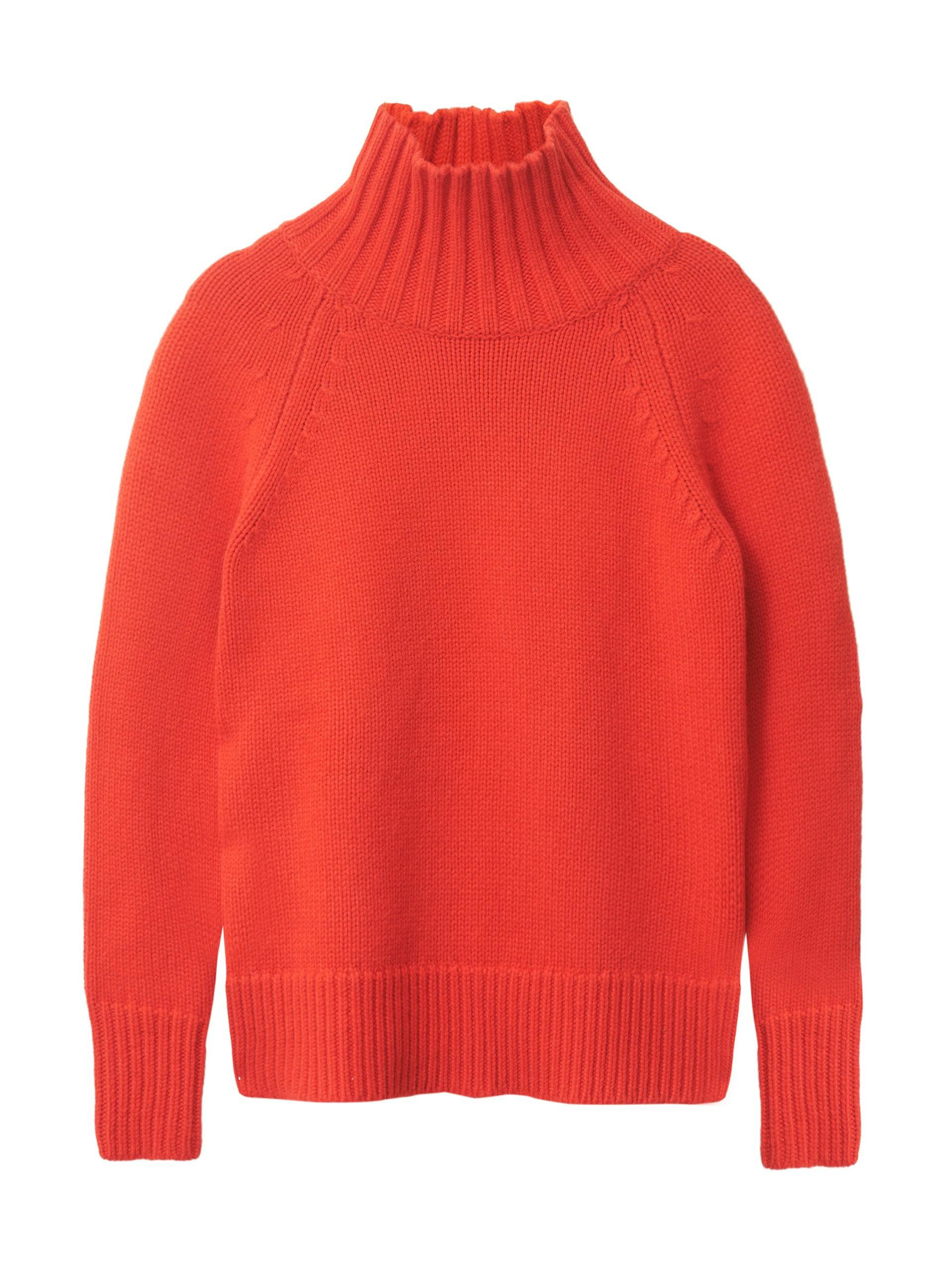 The Authentic funnel knit in poppy red