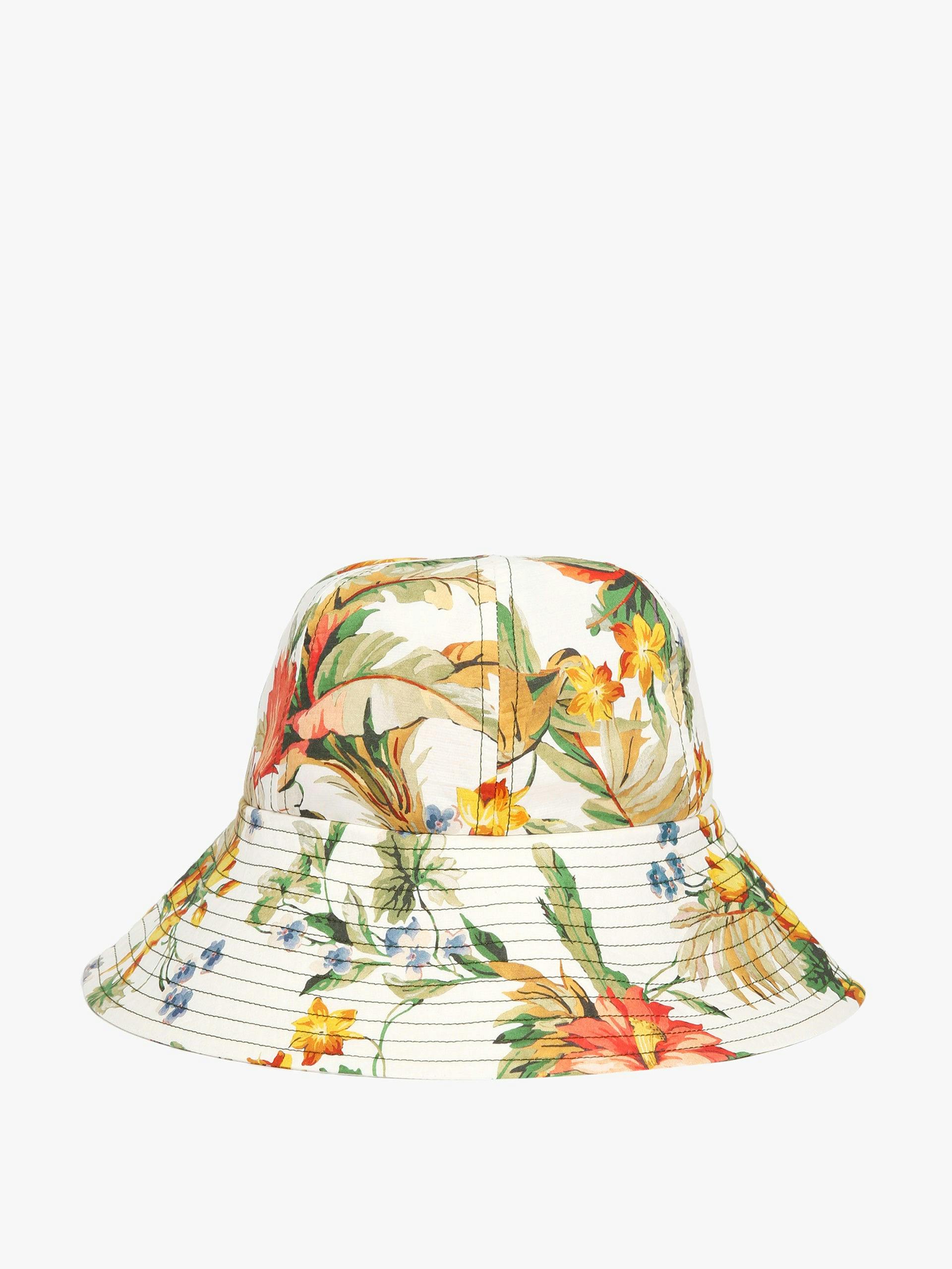 Cotton poplin white Liberty palm bucket hat