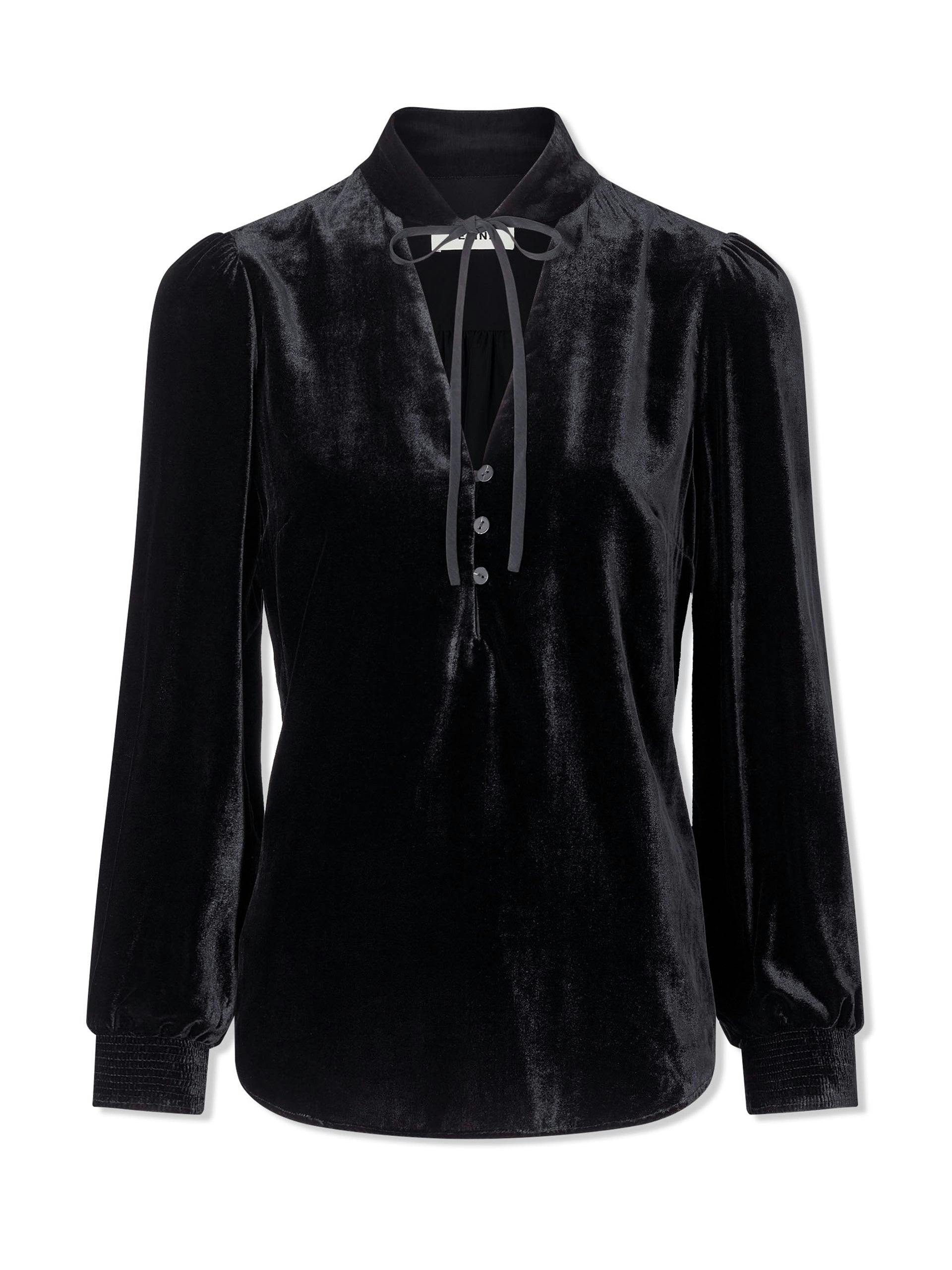 Jacquetta velvet blouse in black