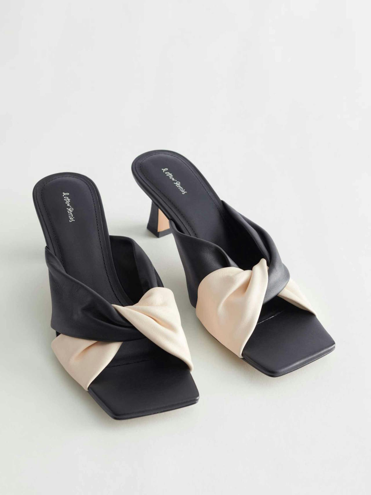 Leather slip-on heeled mules