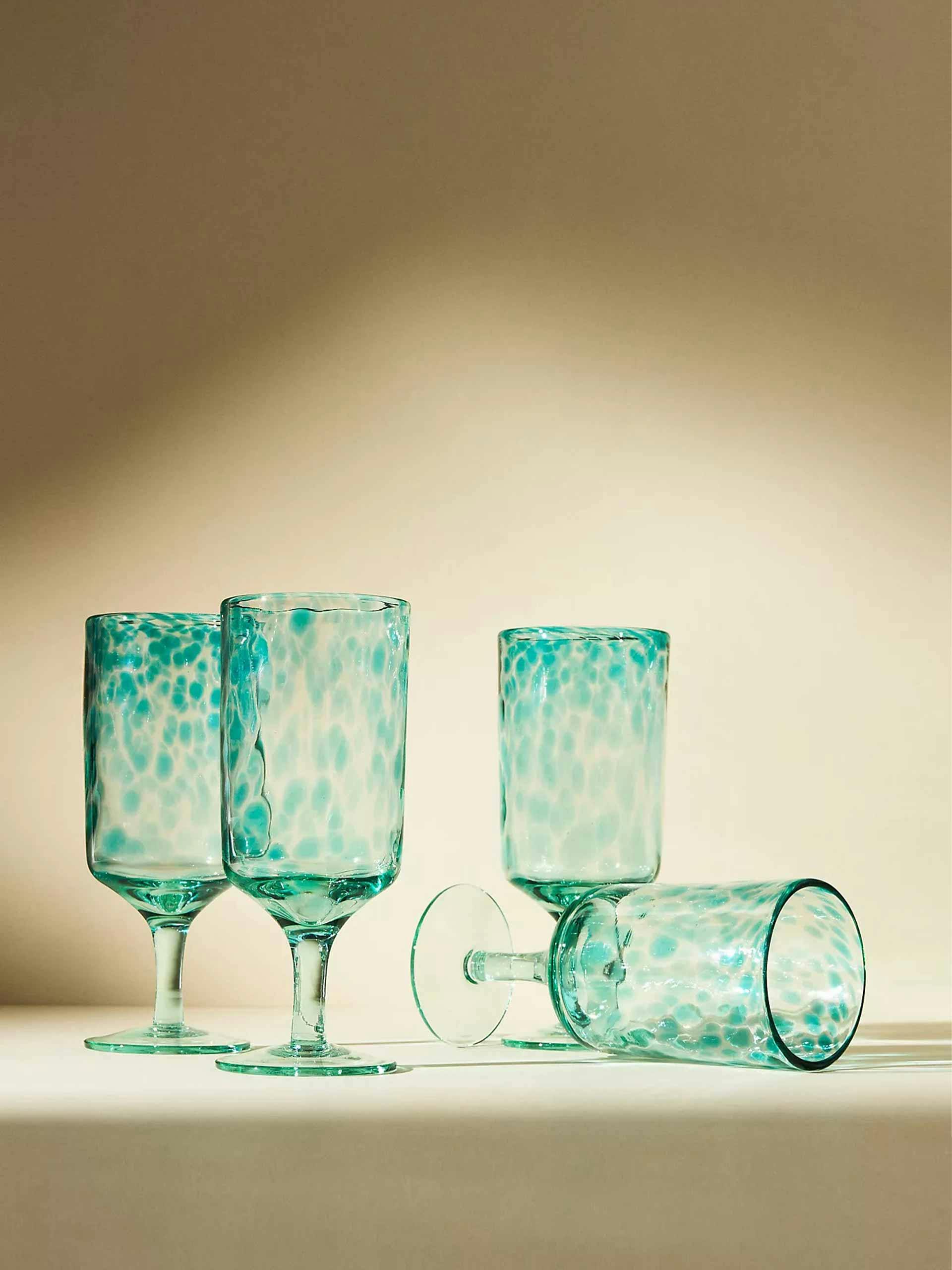 Green jasper wine glasses - set of four