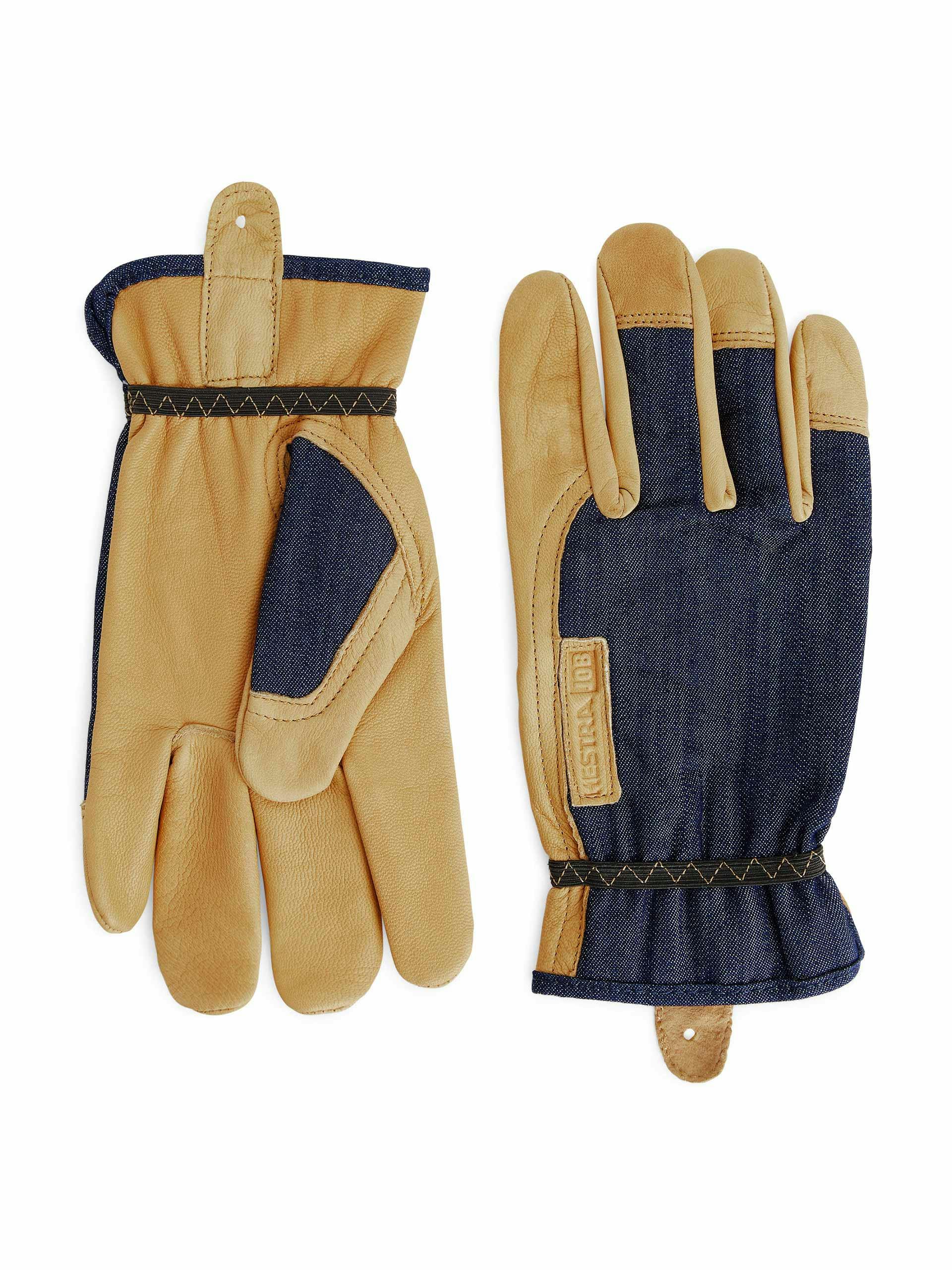 Gardening gloves in goat leather and denim