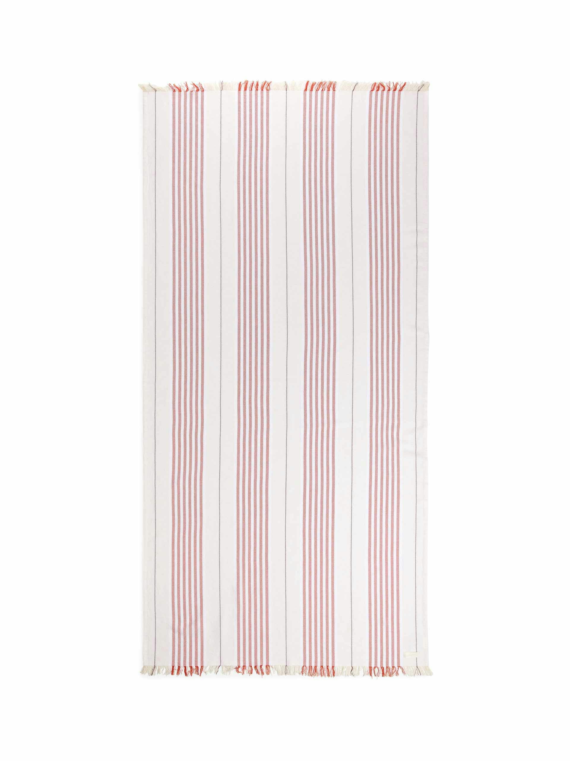 Red and white stripe beach towel