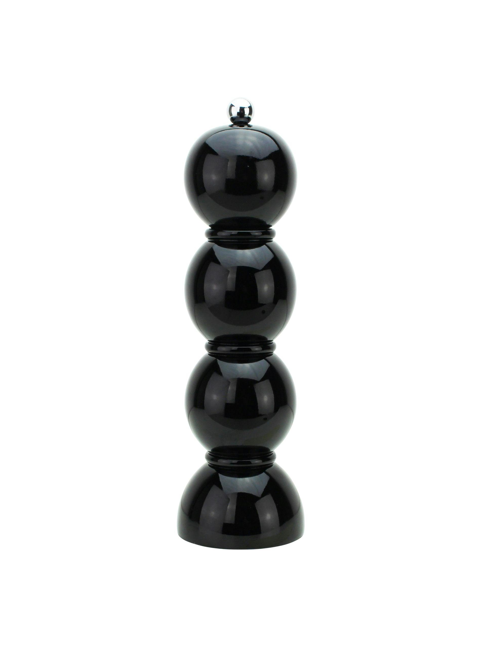 Black lacquer bobbin salt/pepper grinder
