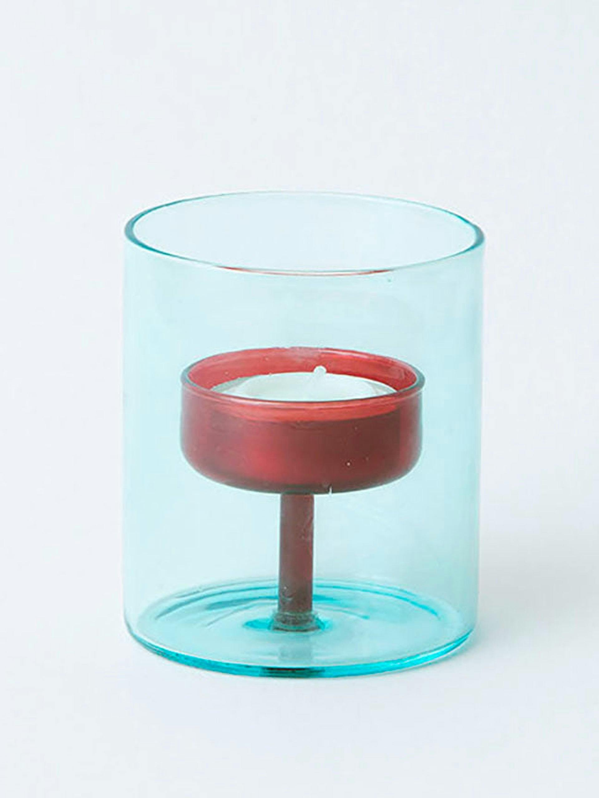 Duo tone glass tealight holder
