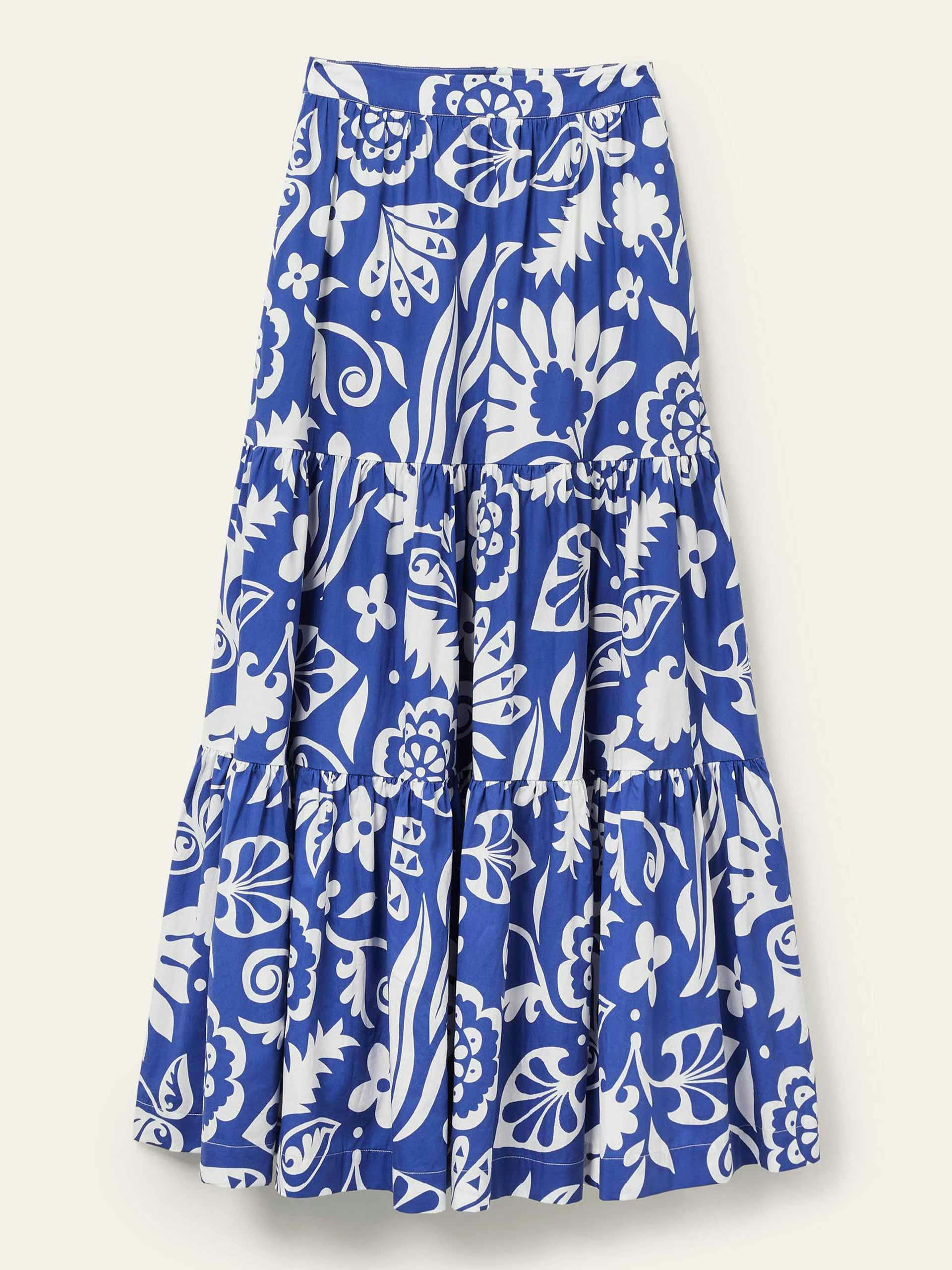 Blue floral print maxi skirt