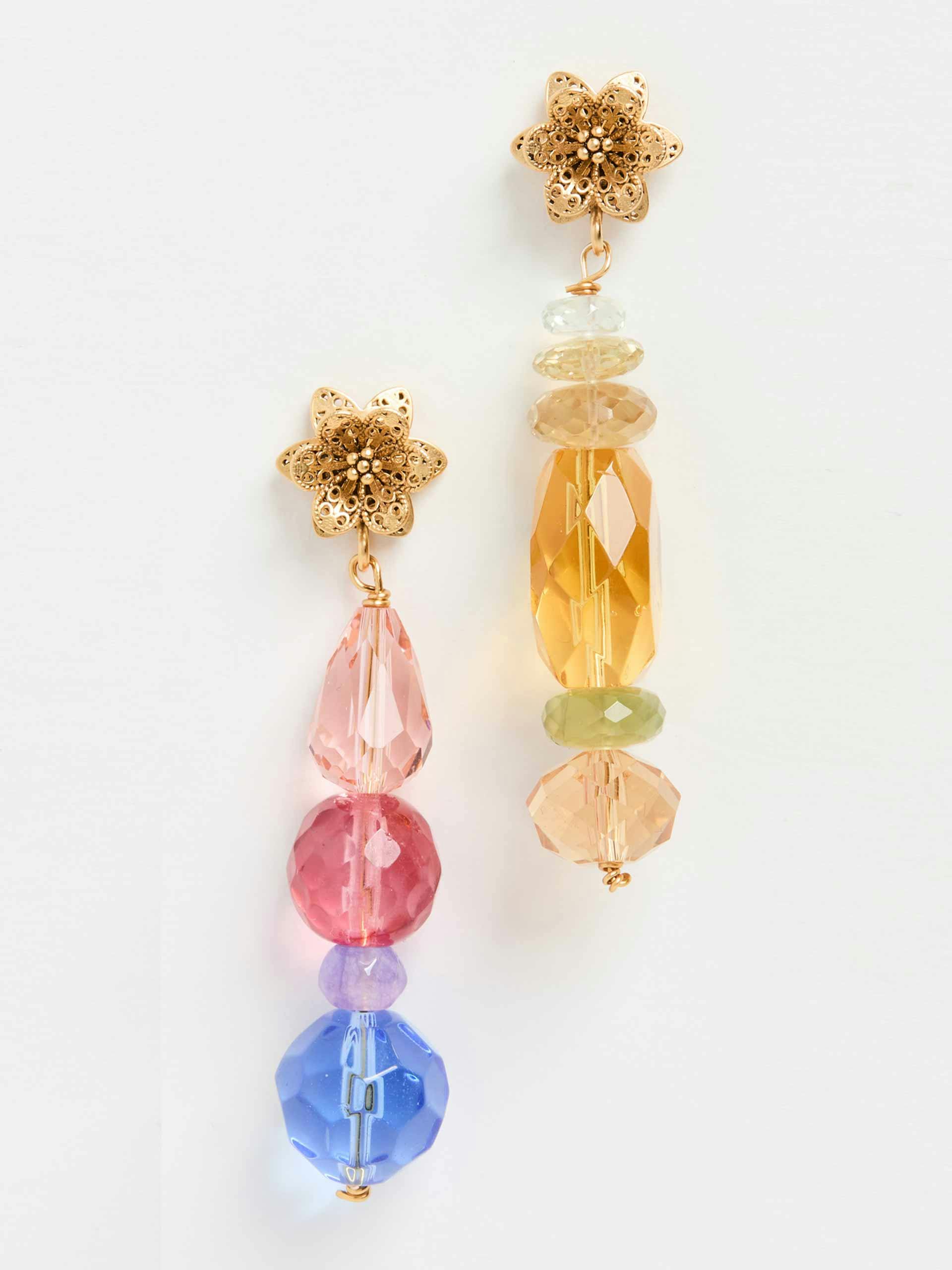 Floral multicoloured drop earrings