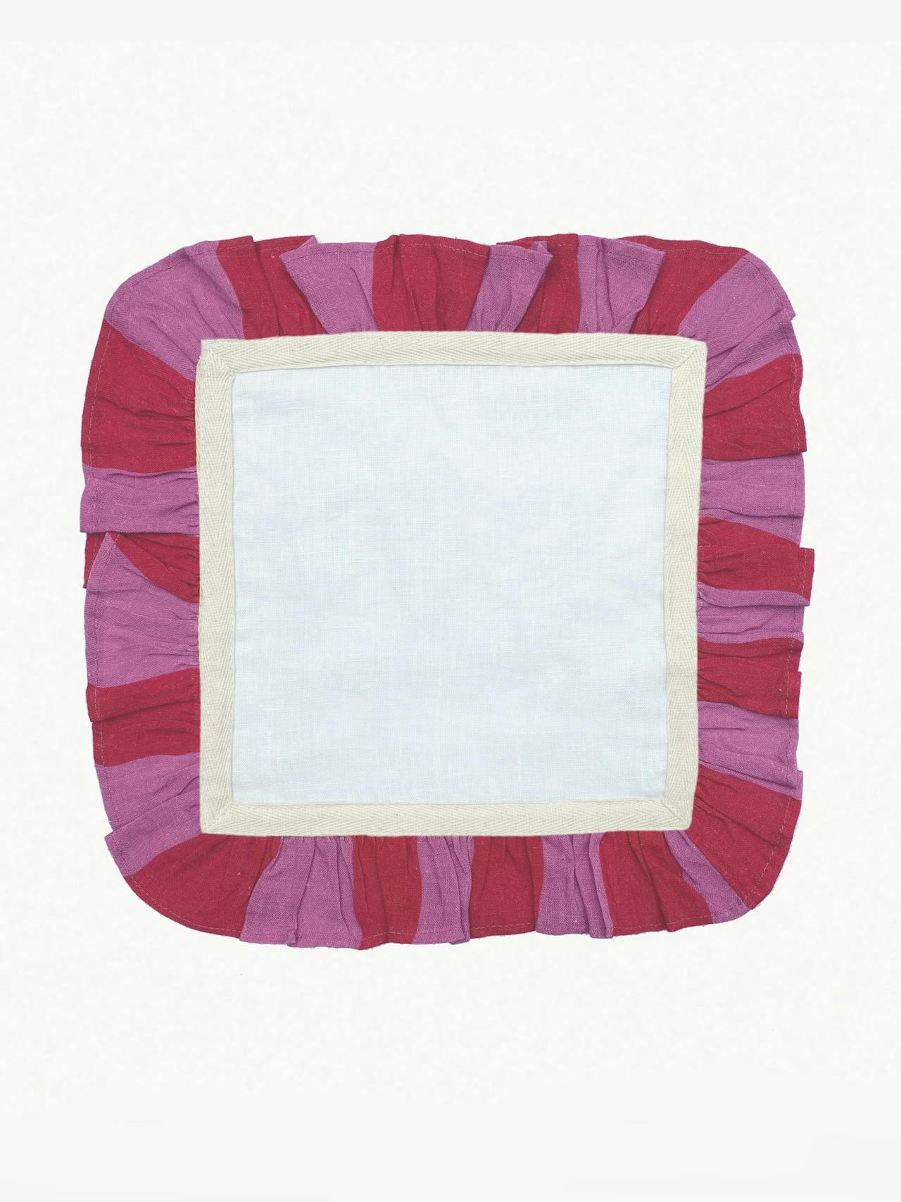 Cerise and fuschia wide stripe napkins - set of 2