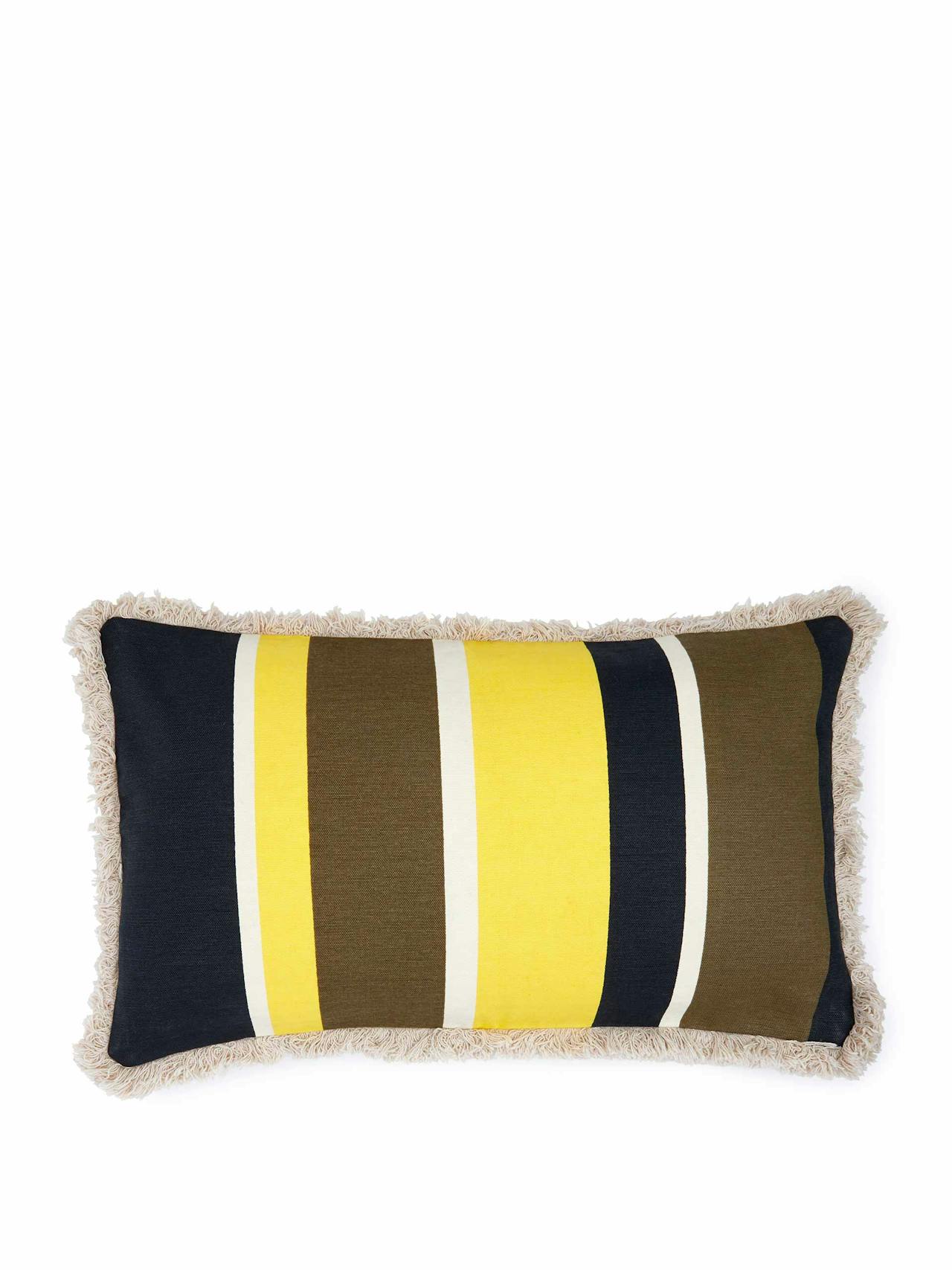 Khaki block stripe cushion cover