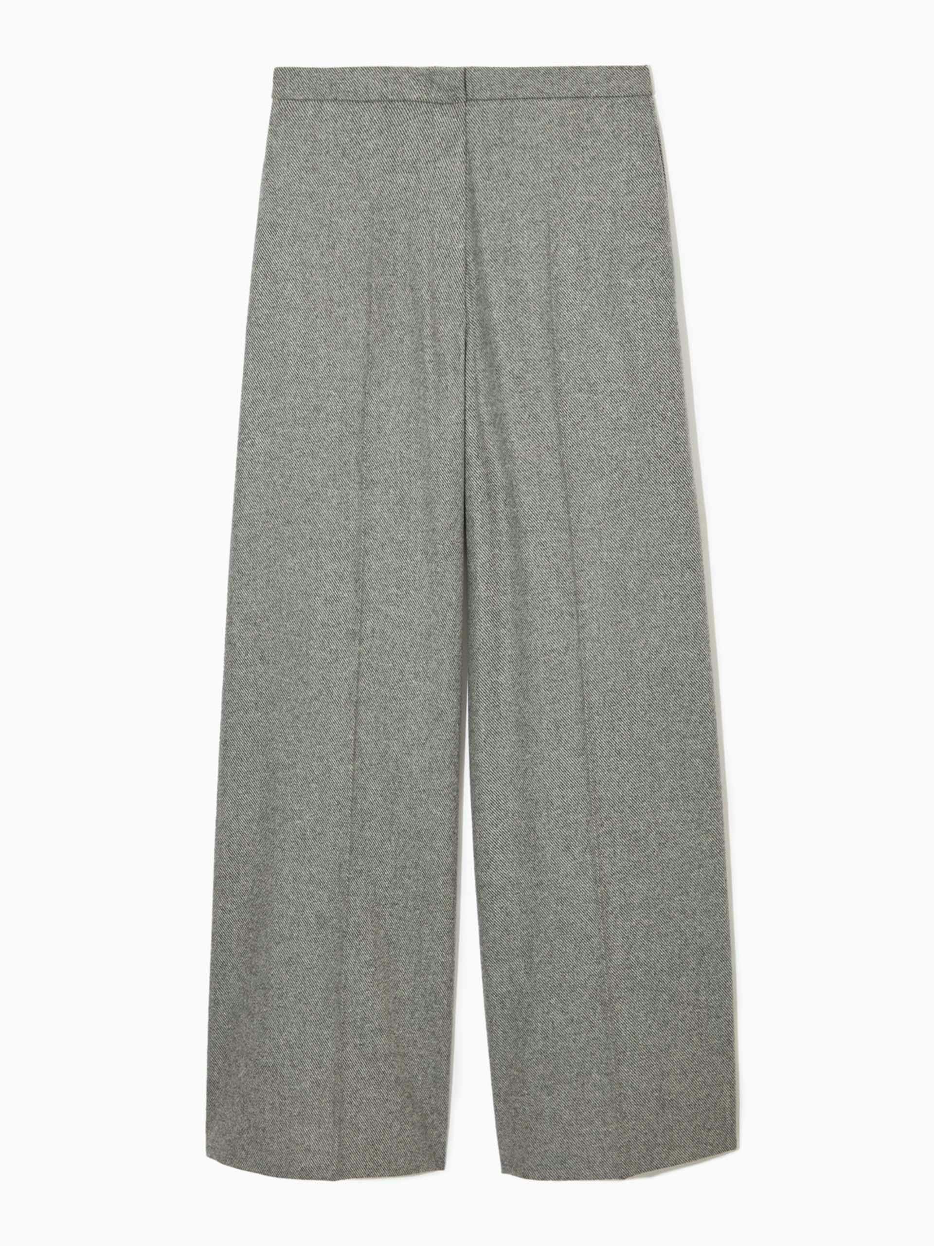 Grey wide-leg wool-blend trousers