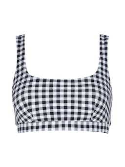 The Gemma black gingham bikini top by Cossie + Co. A classic staple in every woman's wardrobe. Scooped front and back with flattering darting detail. 