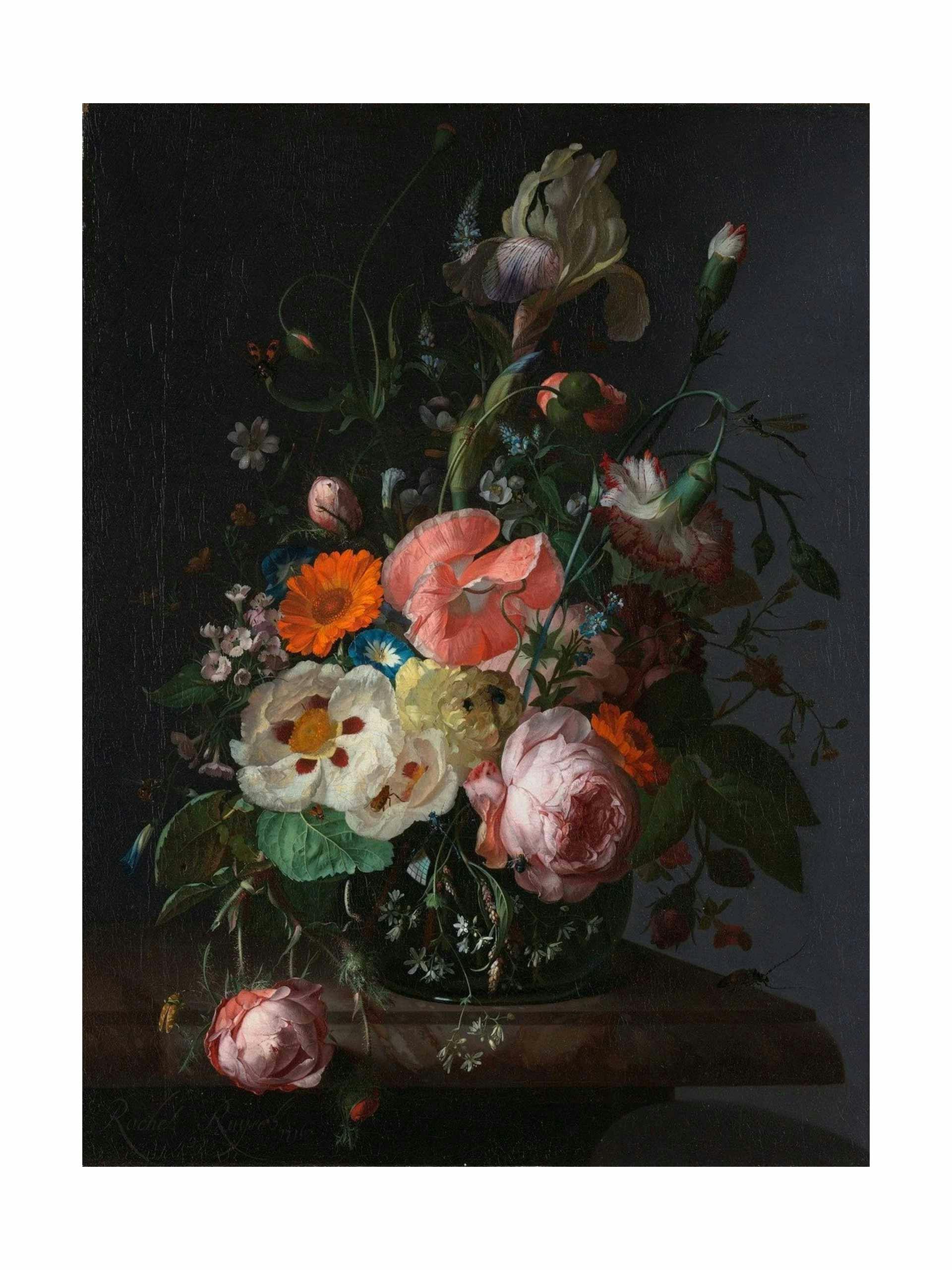 'Still Life with Flowers on a Marble Table' print