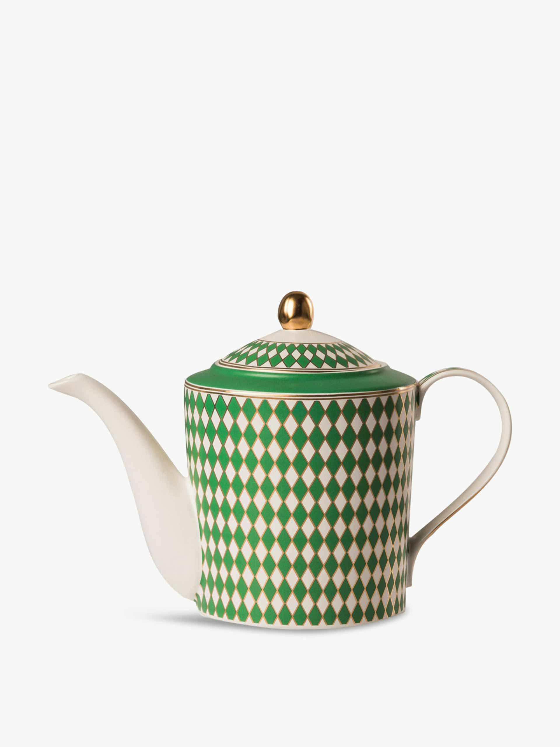 Green patterned teapot