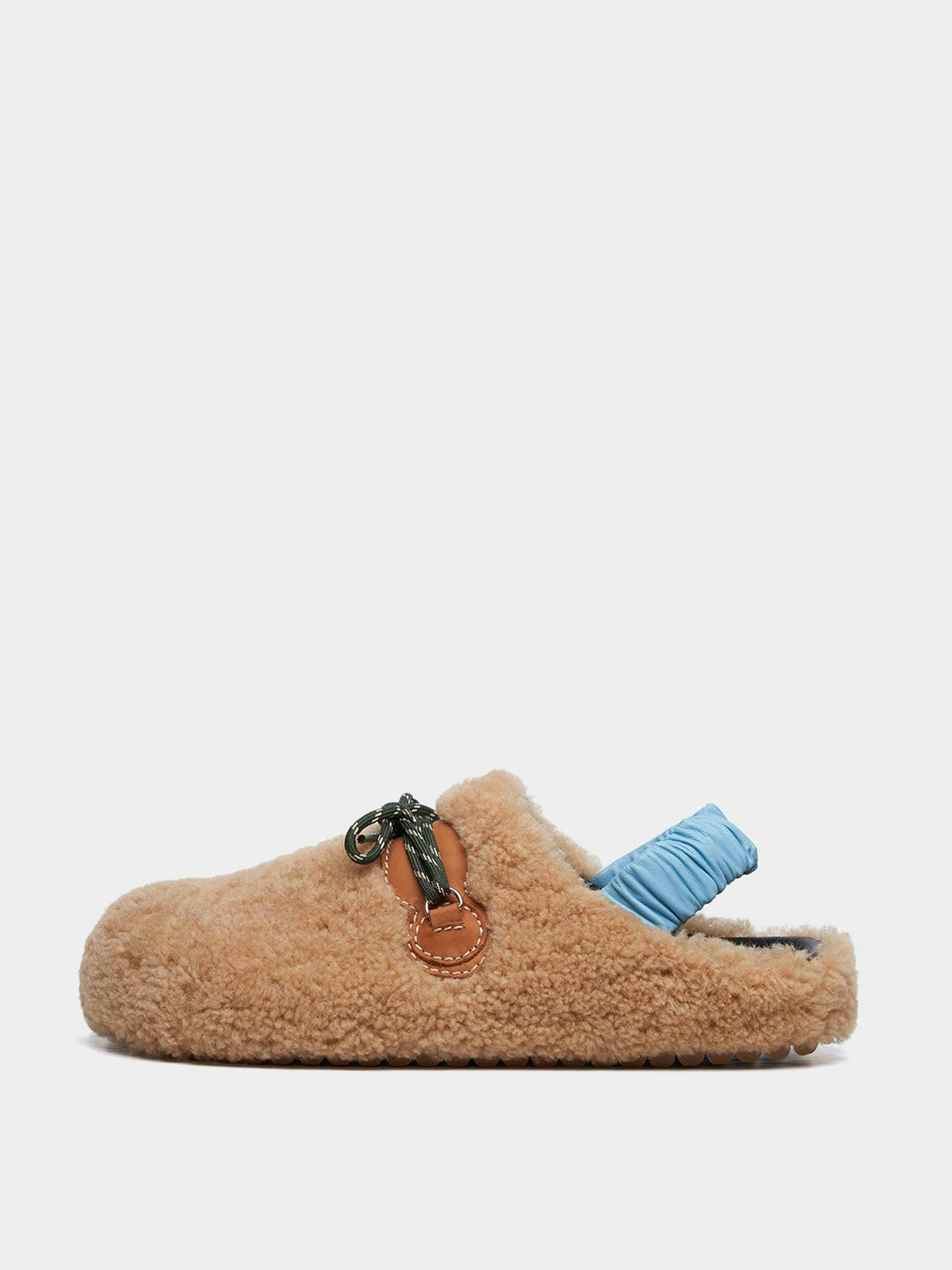 Shearling and leather clogs
