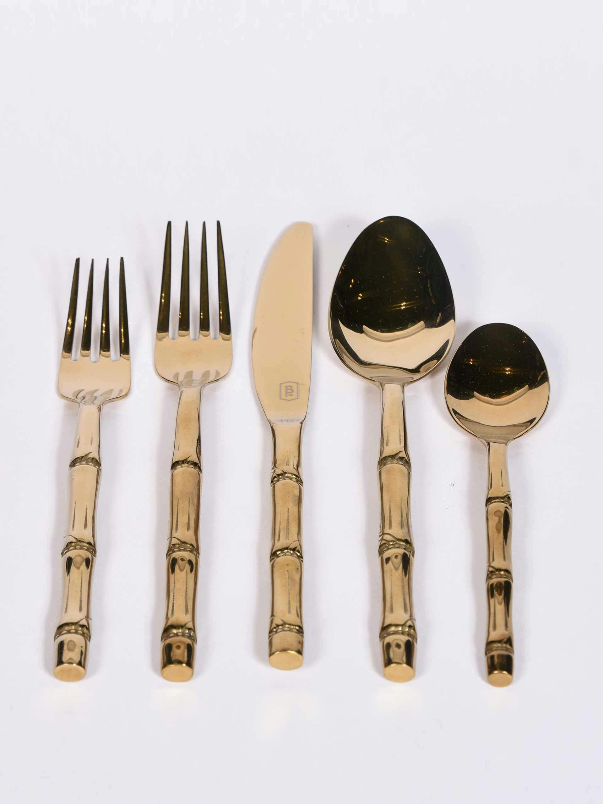 Gold bamboo cutlery set