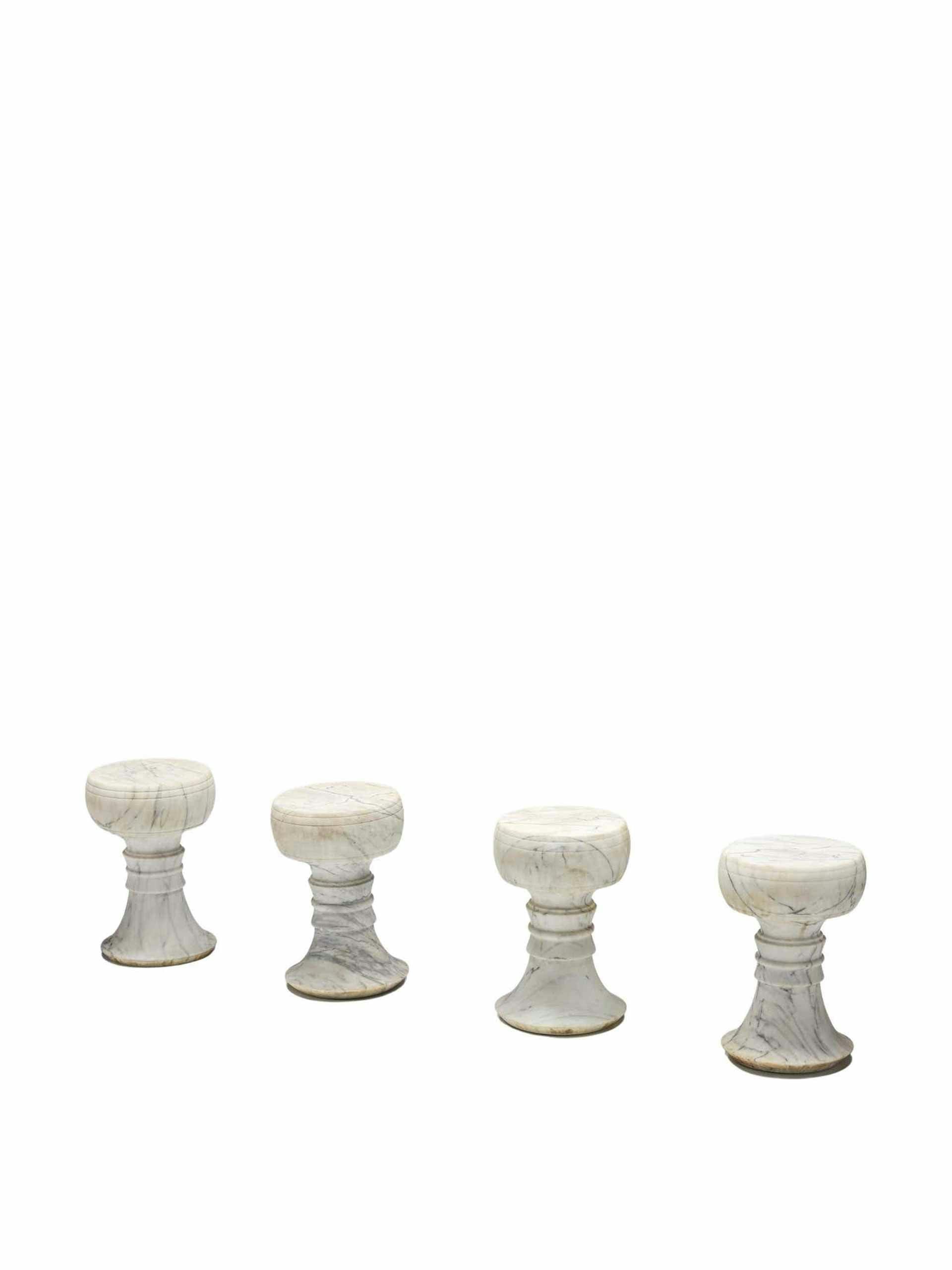 Carrara marble outdoor stools - set of four
