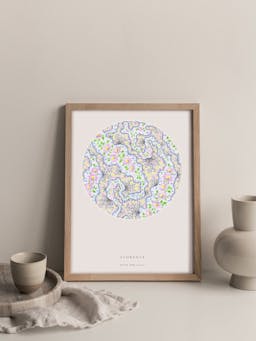 A vintage screen-print depicting delicate wildflowers, uniquely converging traditional pattern with contemporary presentation to adorn your walls. Collagerie.com