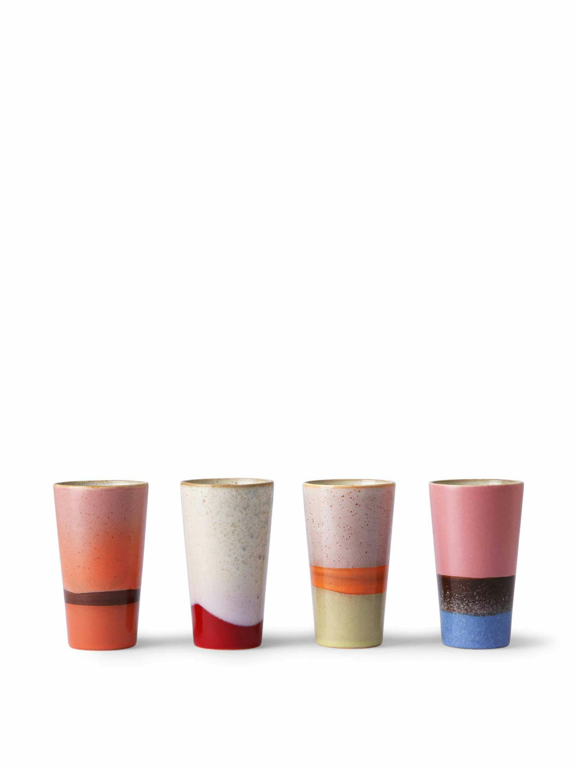 Colourful ceramic coffee cups - set of 4