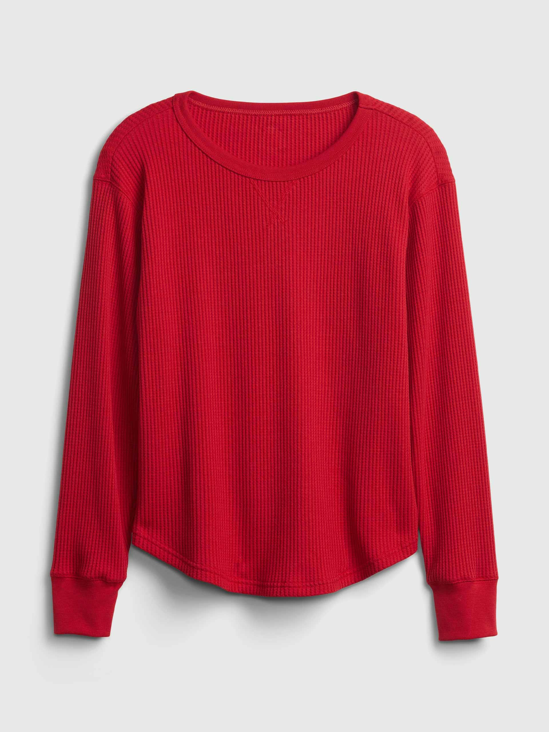 Waffle-knit red top