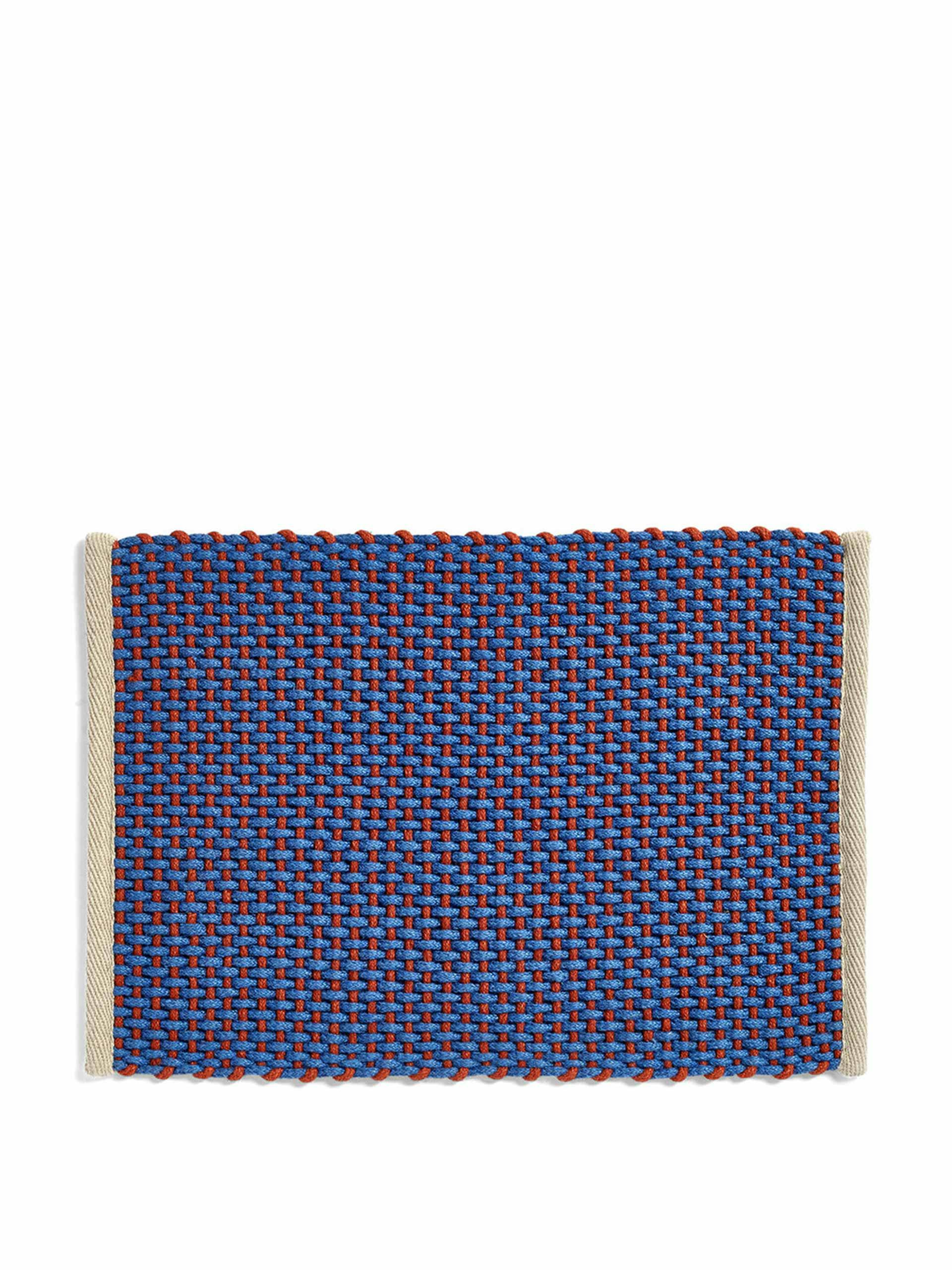 Blue woven door mat