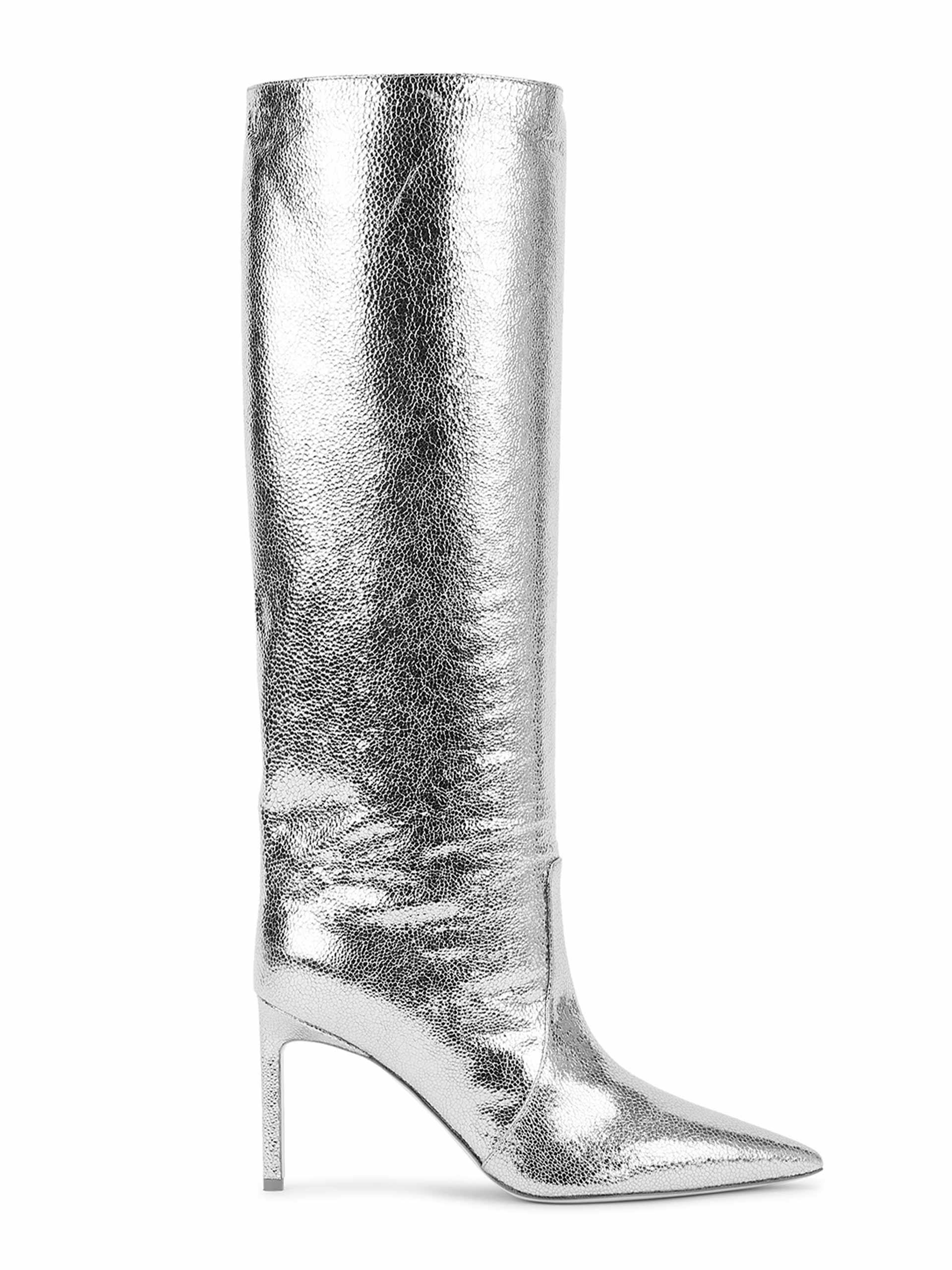 Josephine 85 metallic silver leather knee-high boots