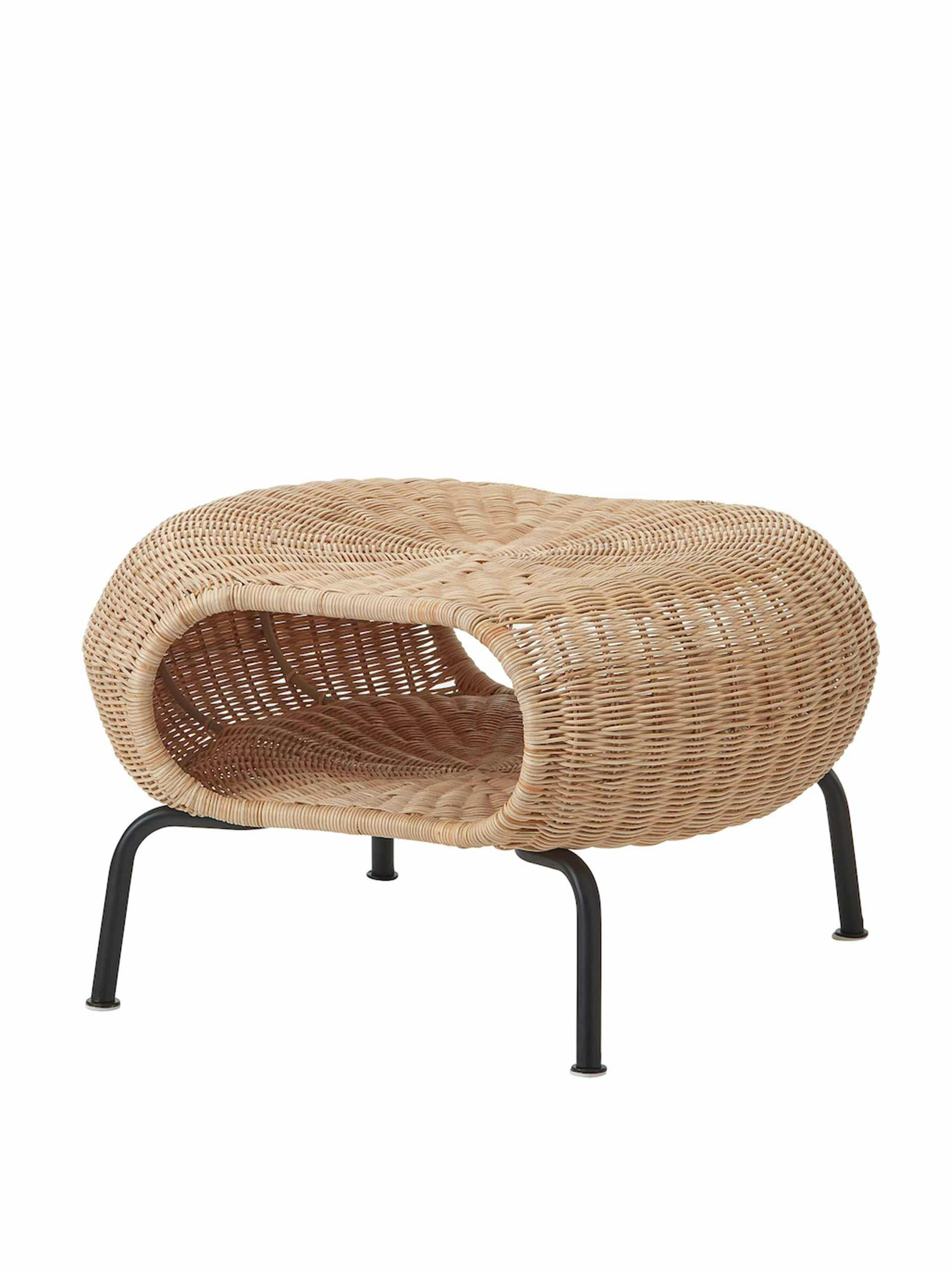 Footstool with storage, rattan/anthracite