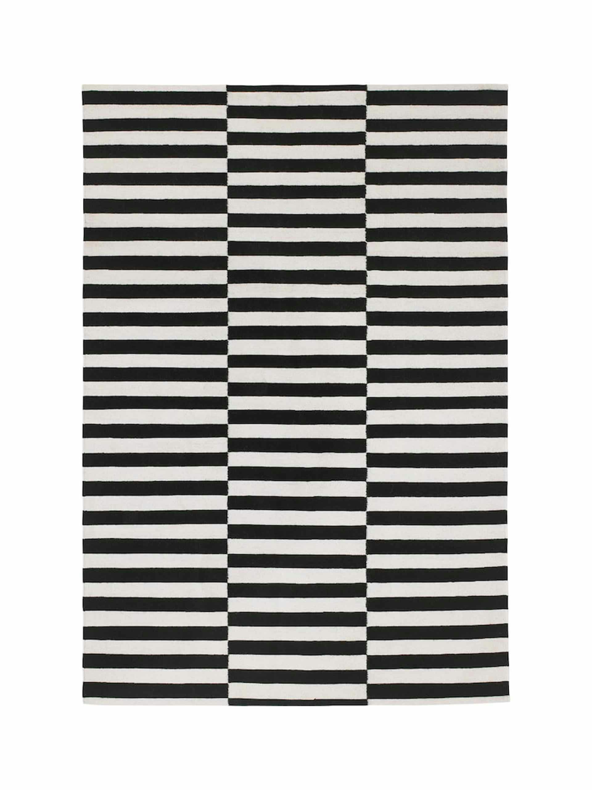 Handmade striped black rug
