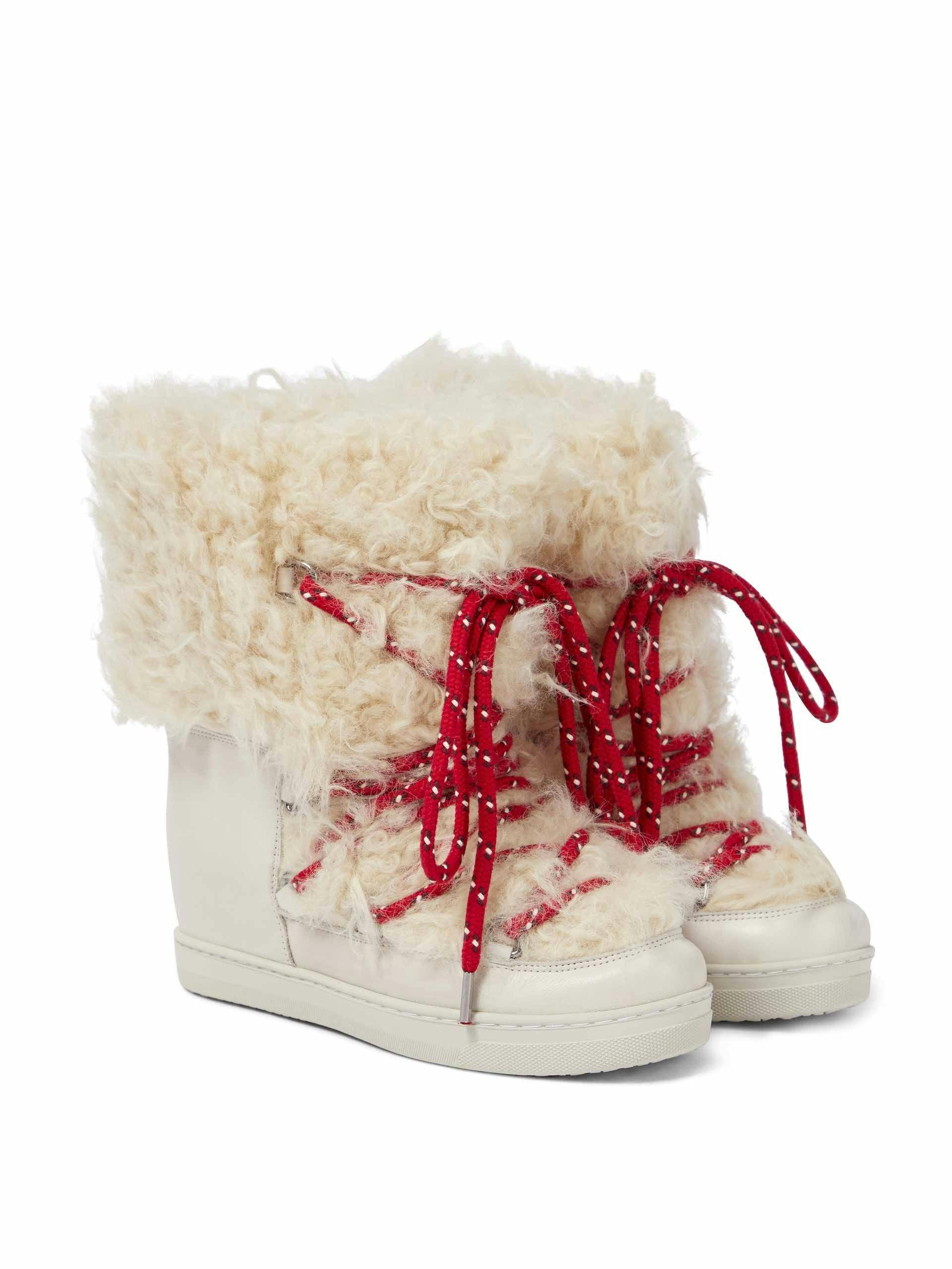 Faux shearling and leather snow boots