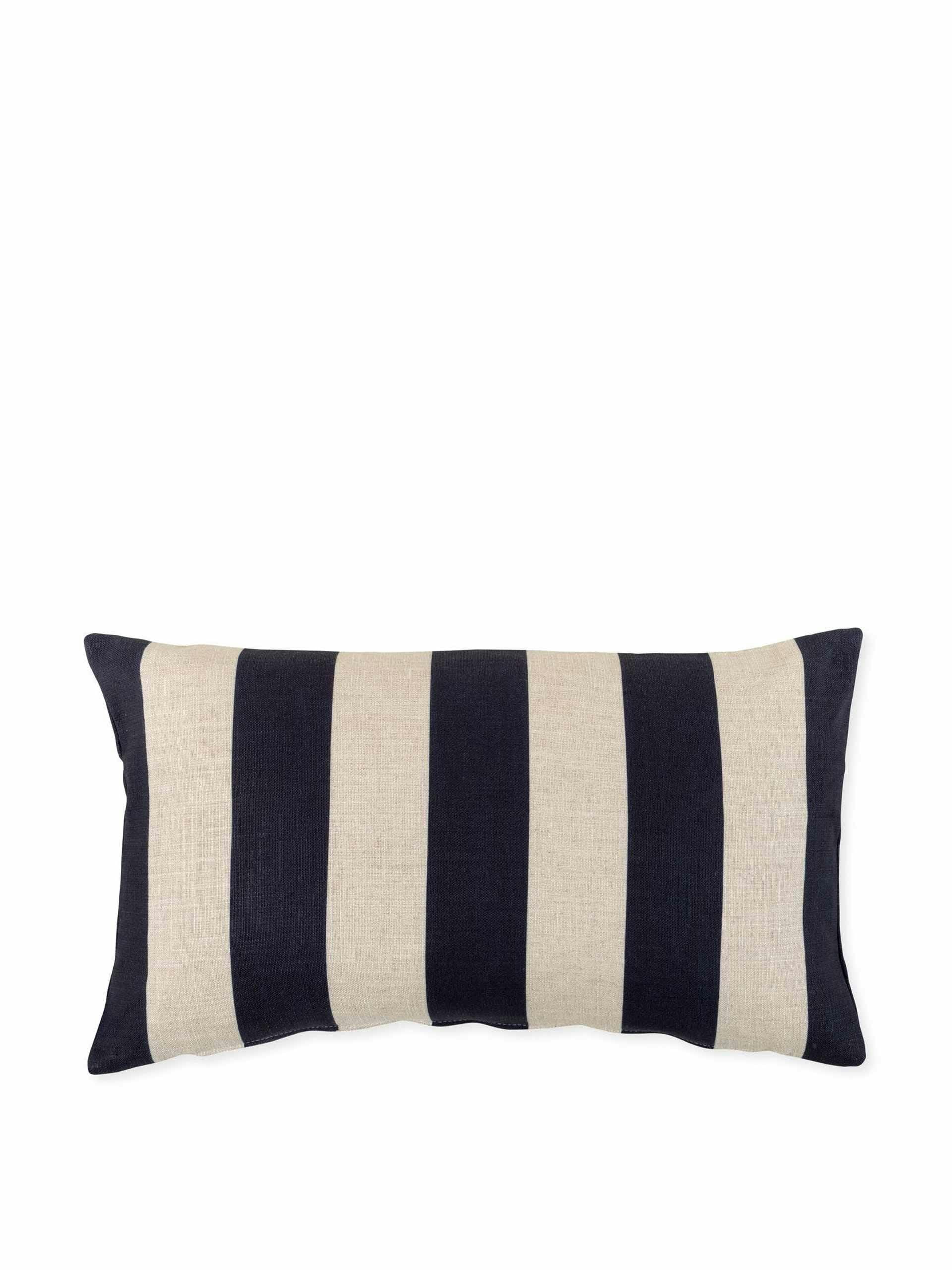 Navy and white striped cushion