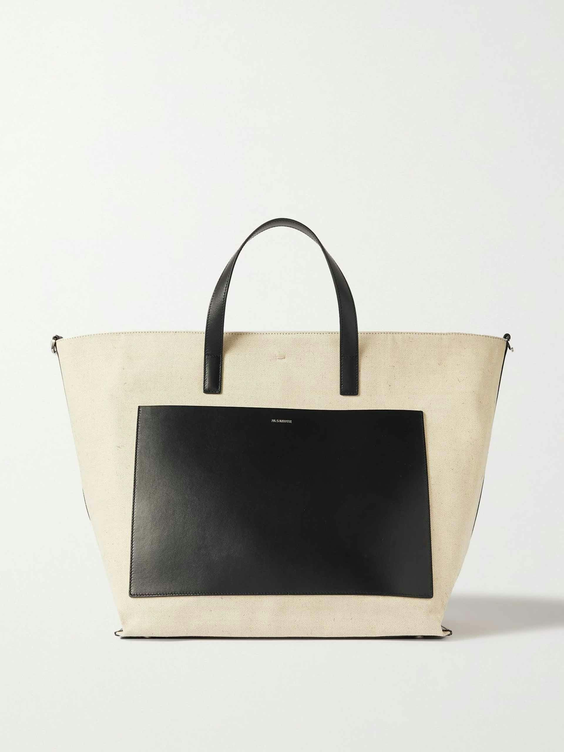 Medium leather-trimmed canvas tote