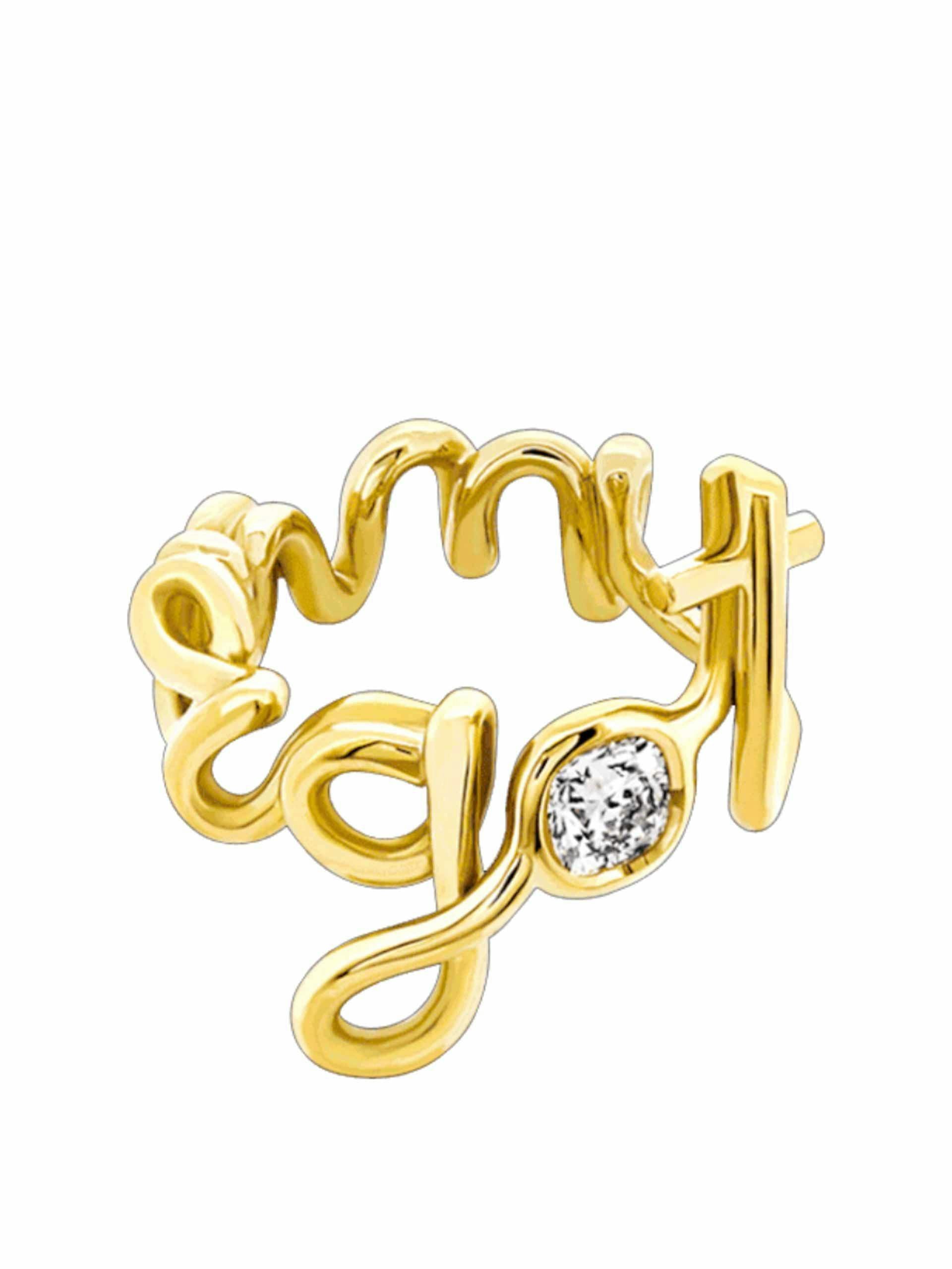 Bespoke gold and diamond written ring