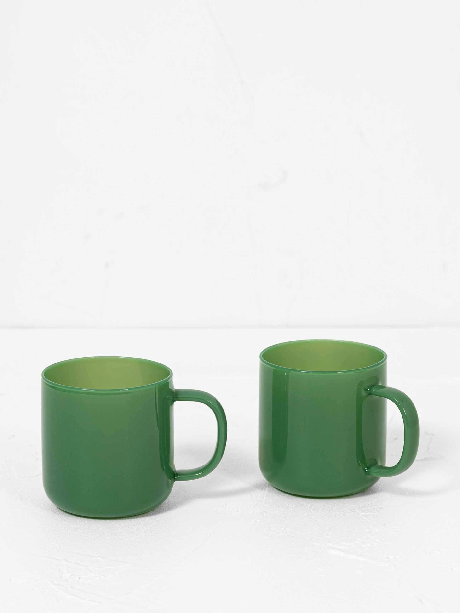 Green mug set of 2