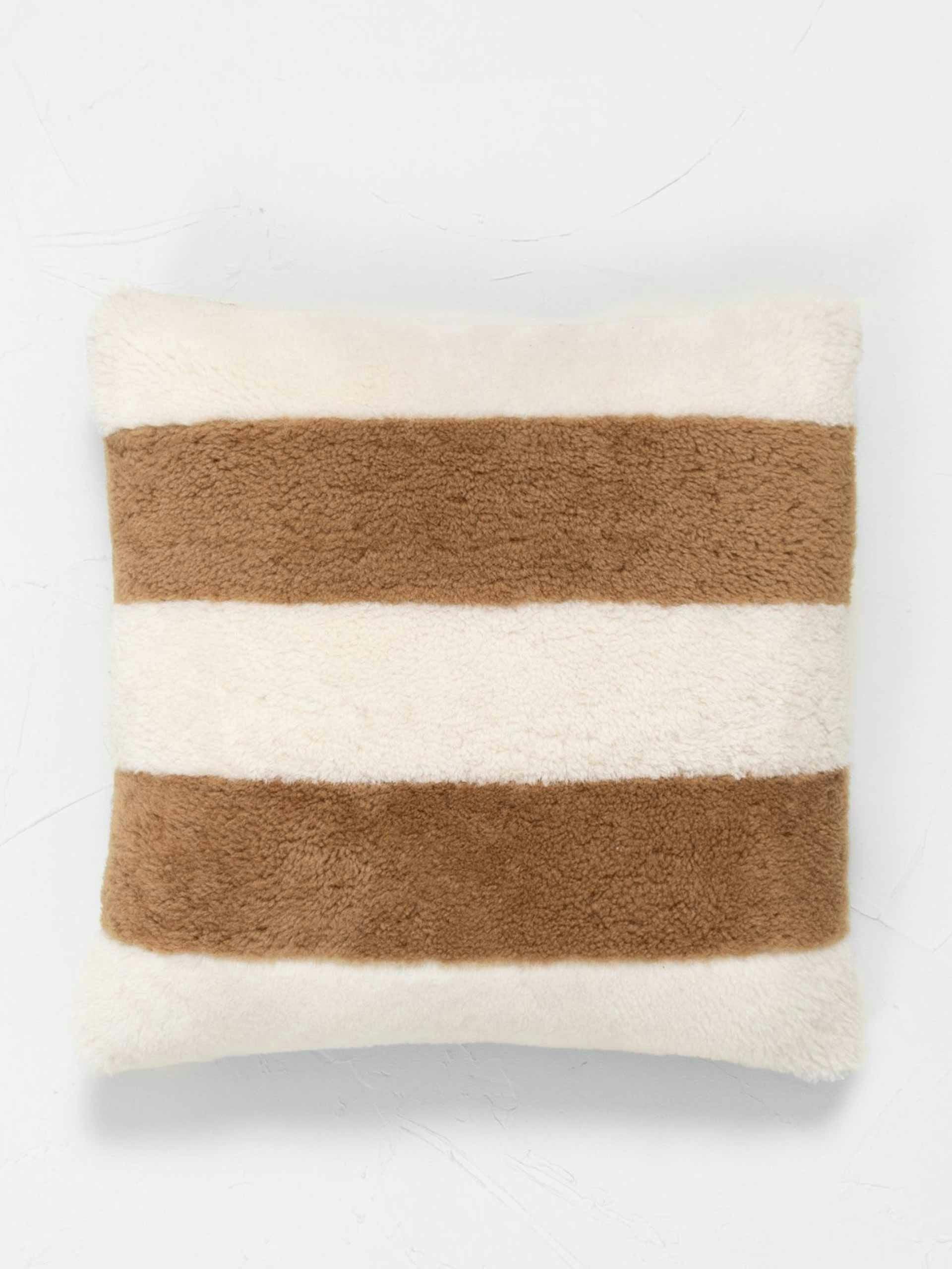 Stripe sheepskin cushion