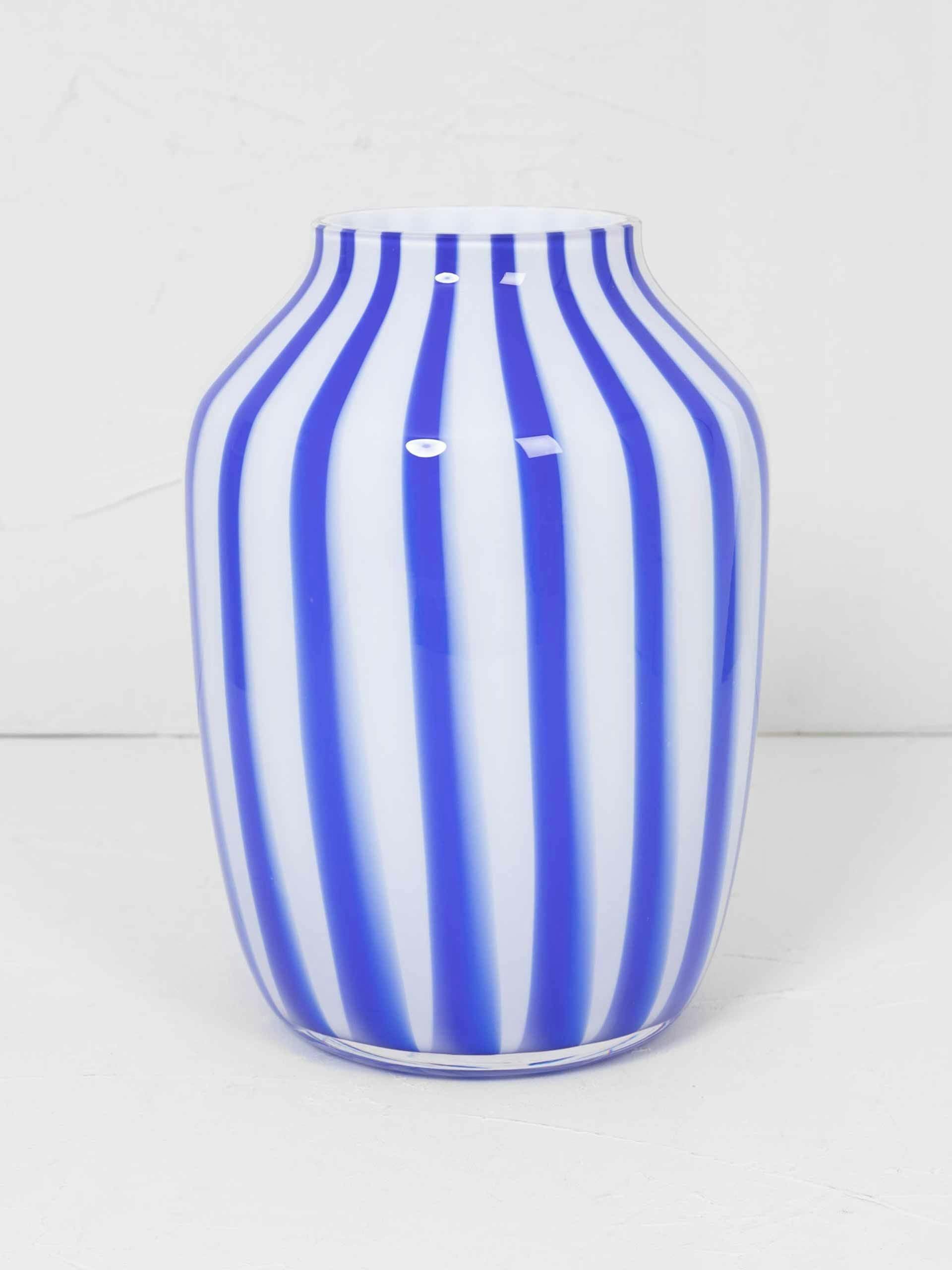 Blue and white stripe vase