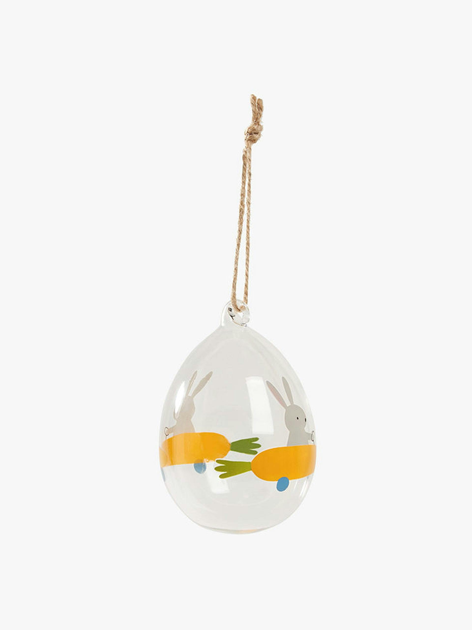 Easter rabbits glass egg decoration