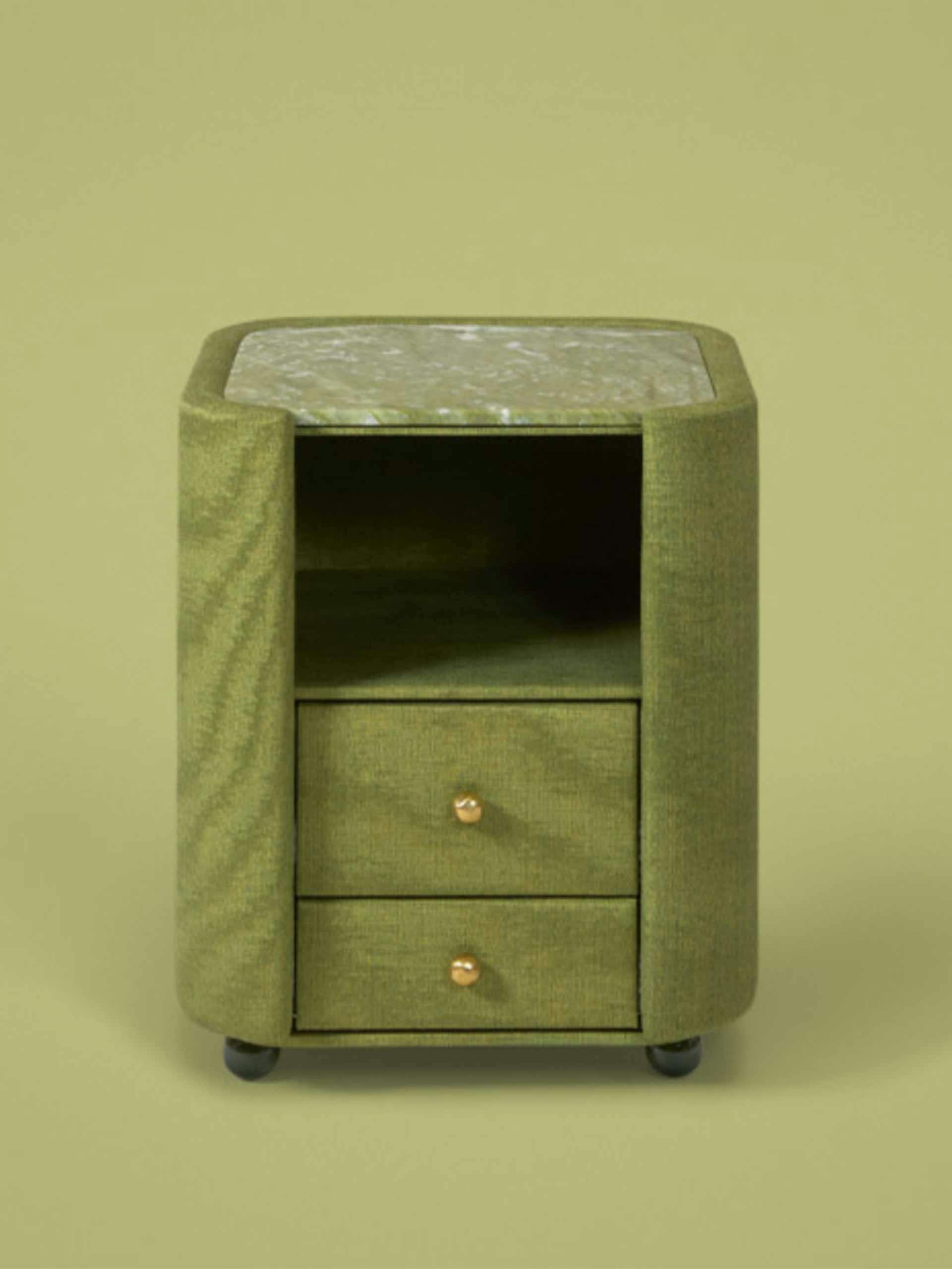 Green marble top bedside table